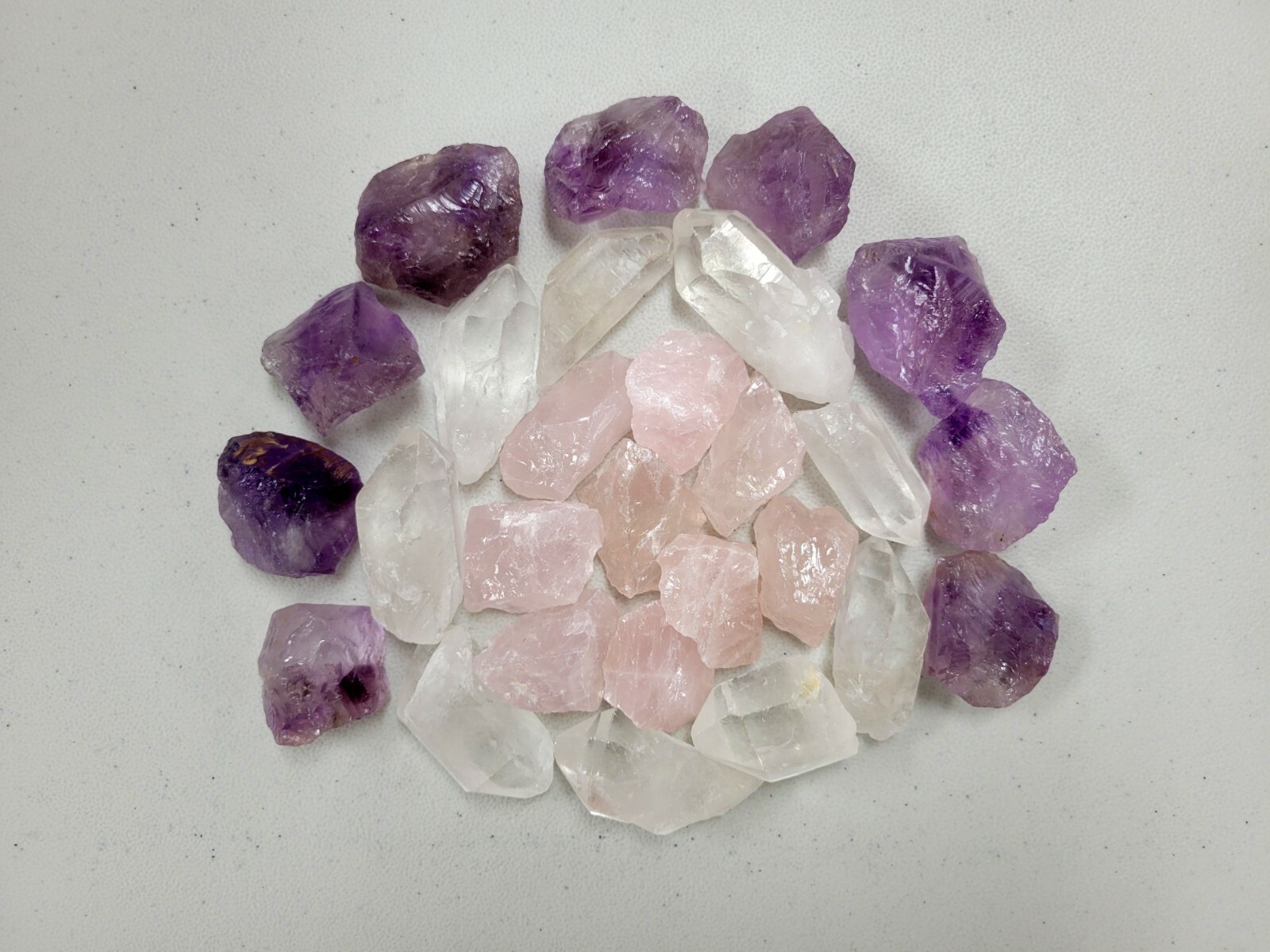 Rose Quartz Amethyst Quartz Crystal Point – Healing Crystals Beginner’s Set