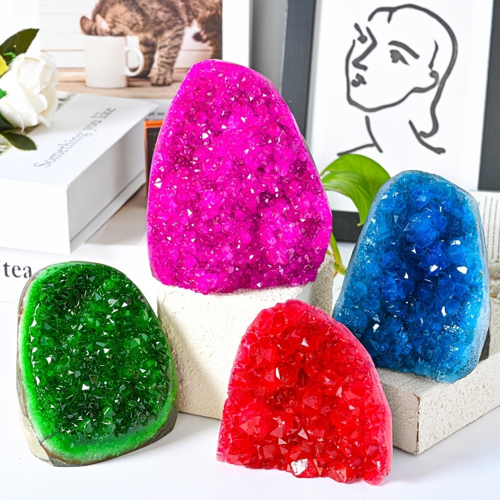 1pc CrystalHola-1PC Rare Pink/Rose Red/ Red/Blue/Orange/Green/ Geode Cluster -Pr