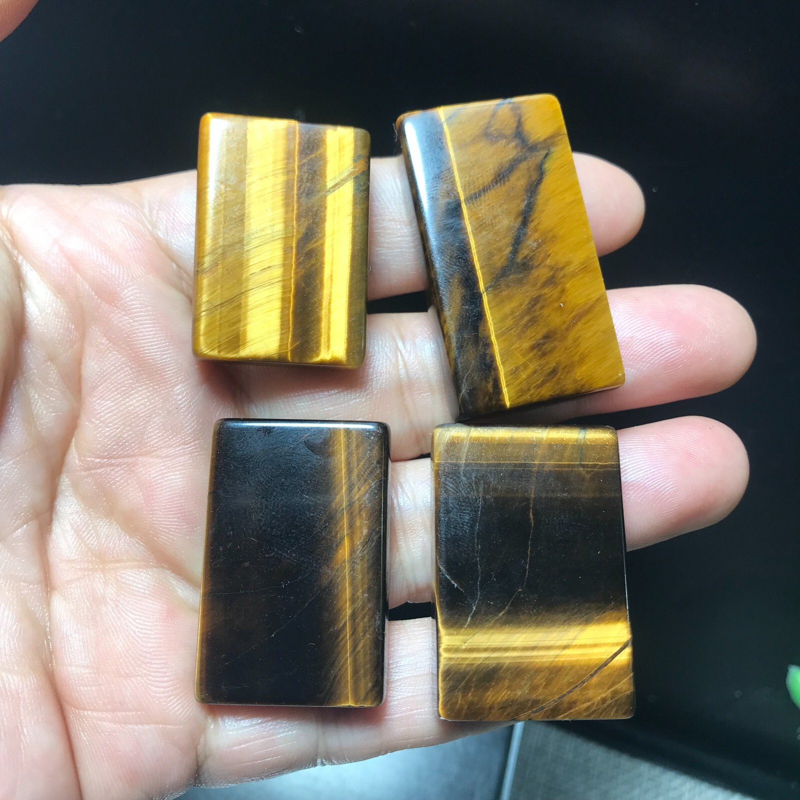 4pcs 51g Natural Tiger Eye Gemstone rectangular pendant 841