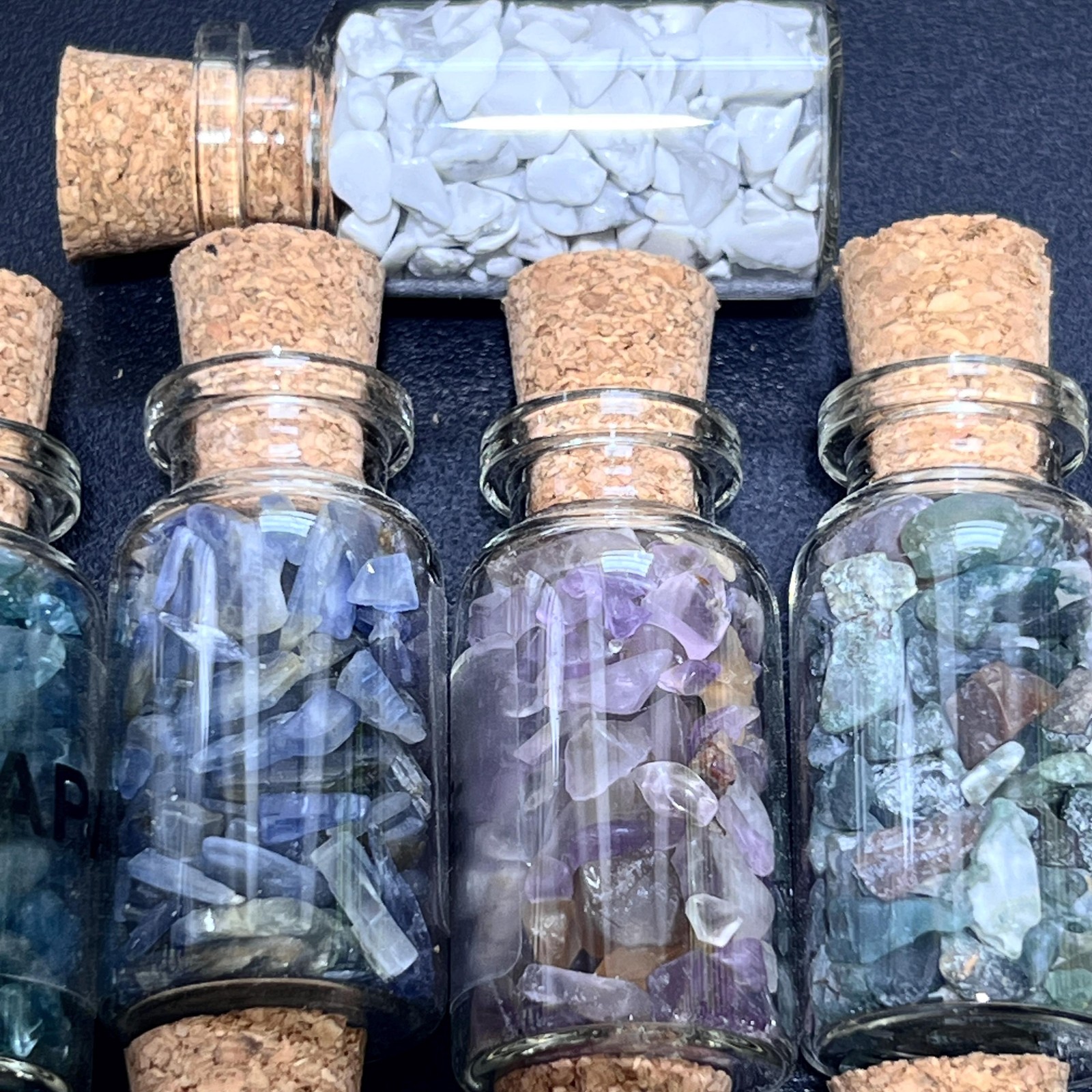 Crystal Gemstone Chips Labeled Bottle Collection (Set Of 15) Assorted Box Flat