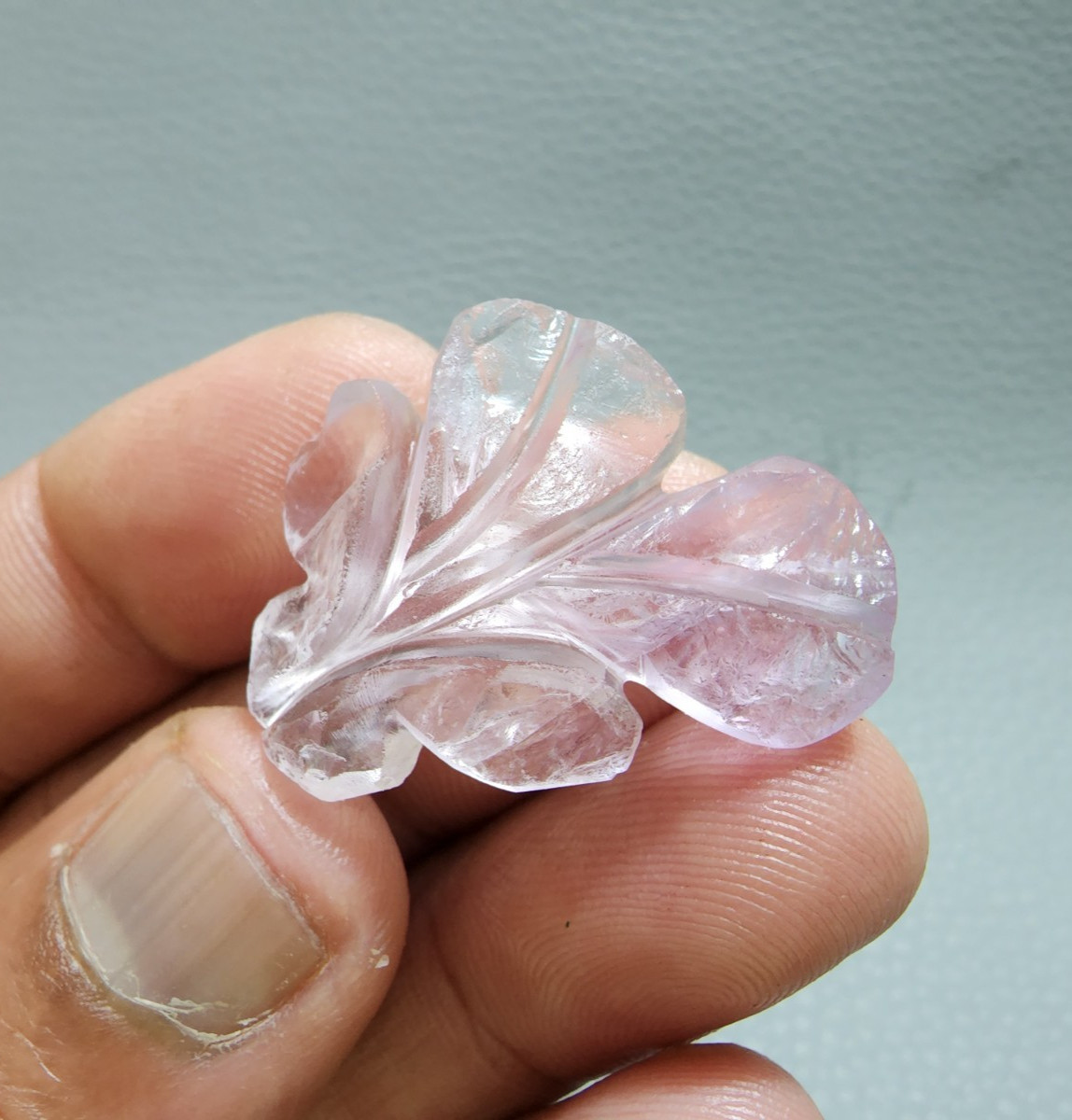 36Ct Excellent Pink Amethyst Flower Shape Carving Stone Jewelry Making Gemstone