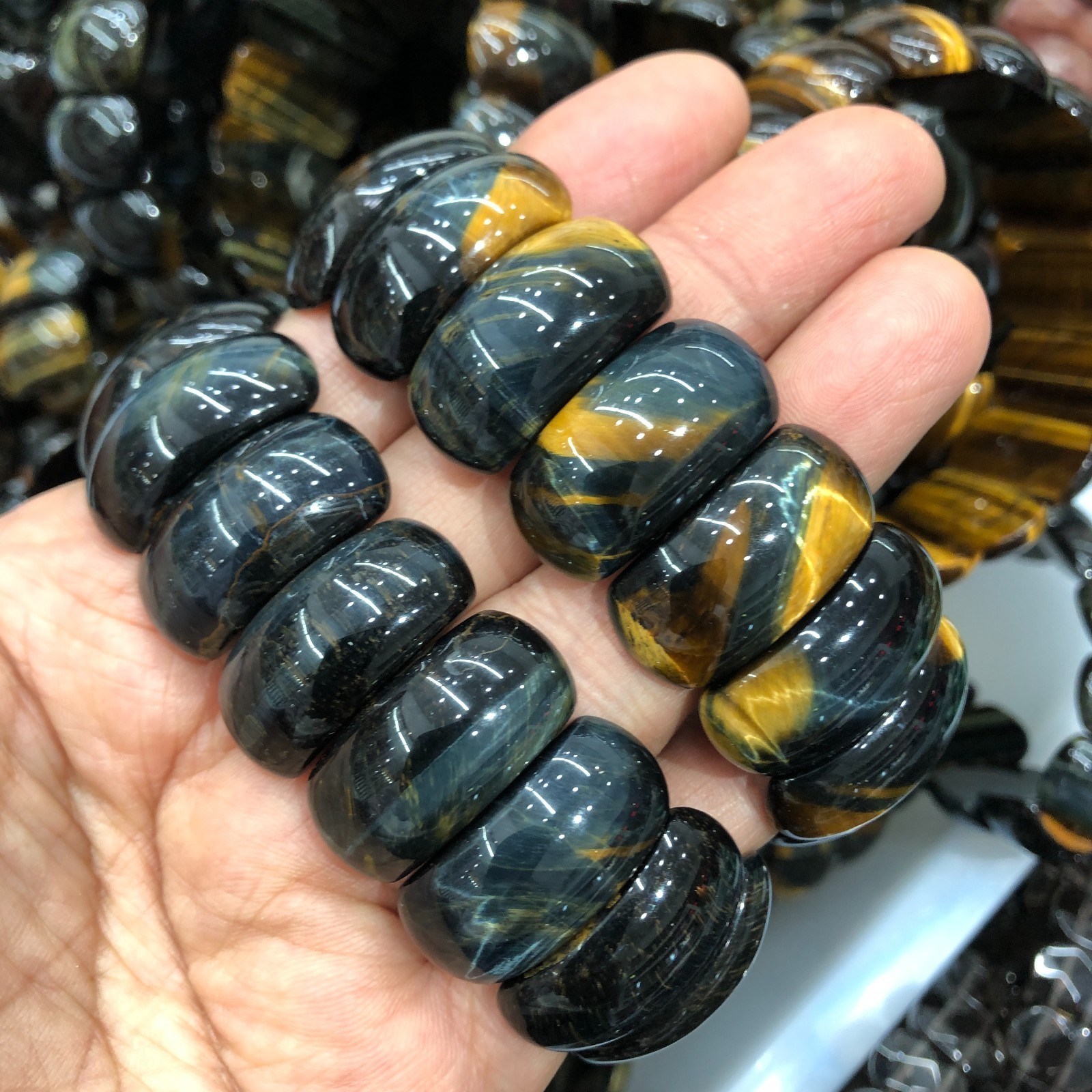 1Pcs Natural Tiger’s Eye Stone Bracelet Brown Gemstone Stretch Bracelet Handmade