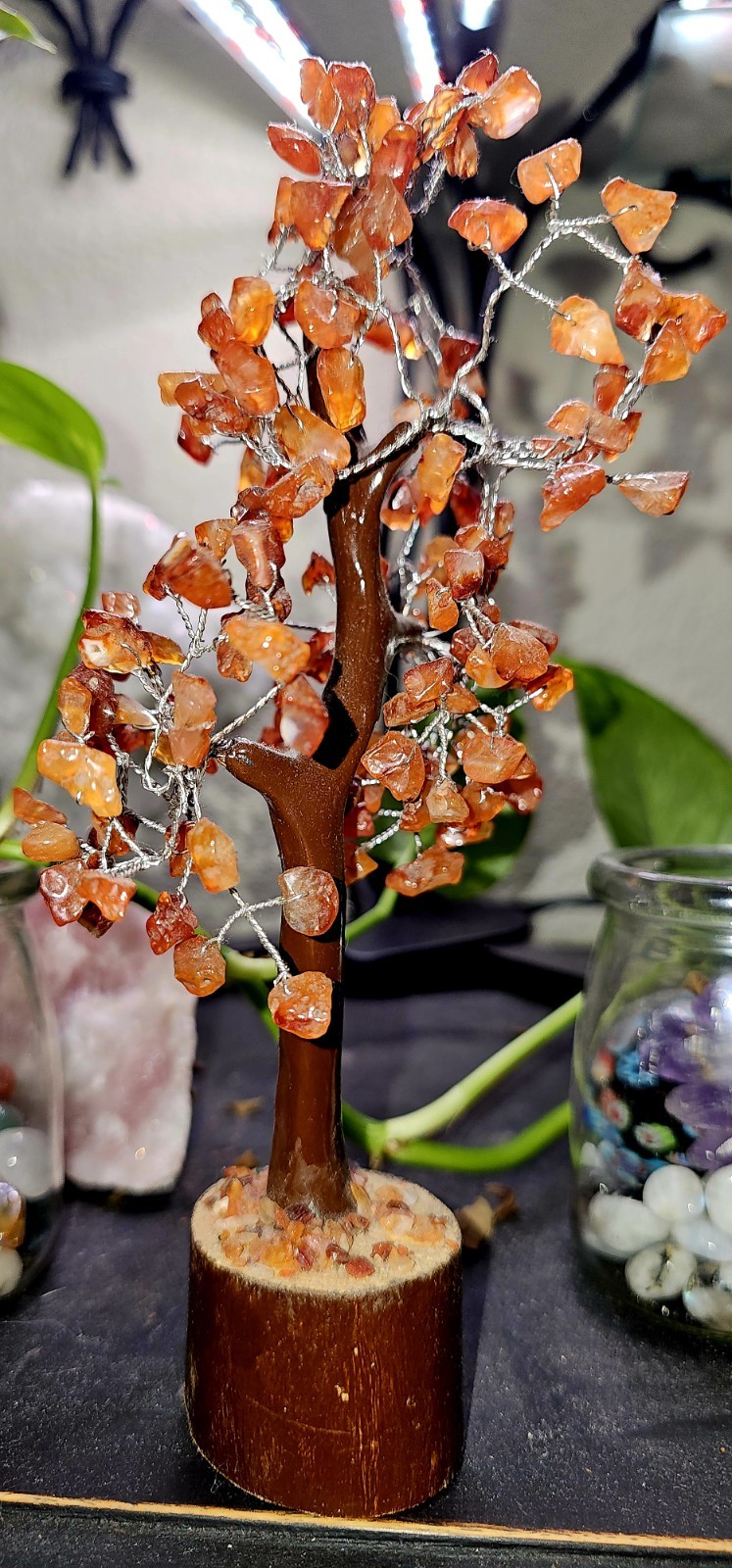 Beautiful 9 Inch Red Carnelian Crystal Chip Gemstone Tree