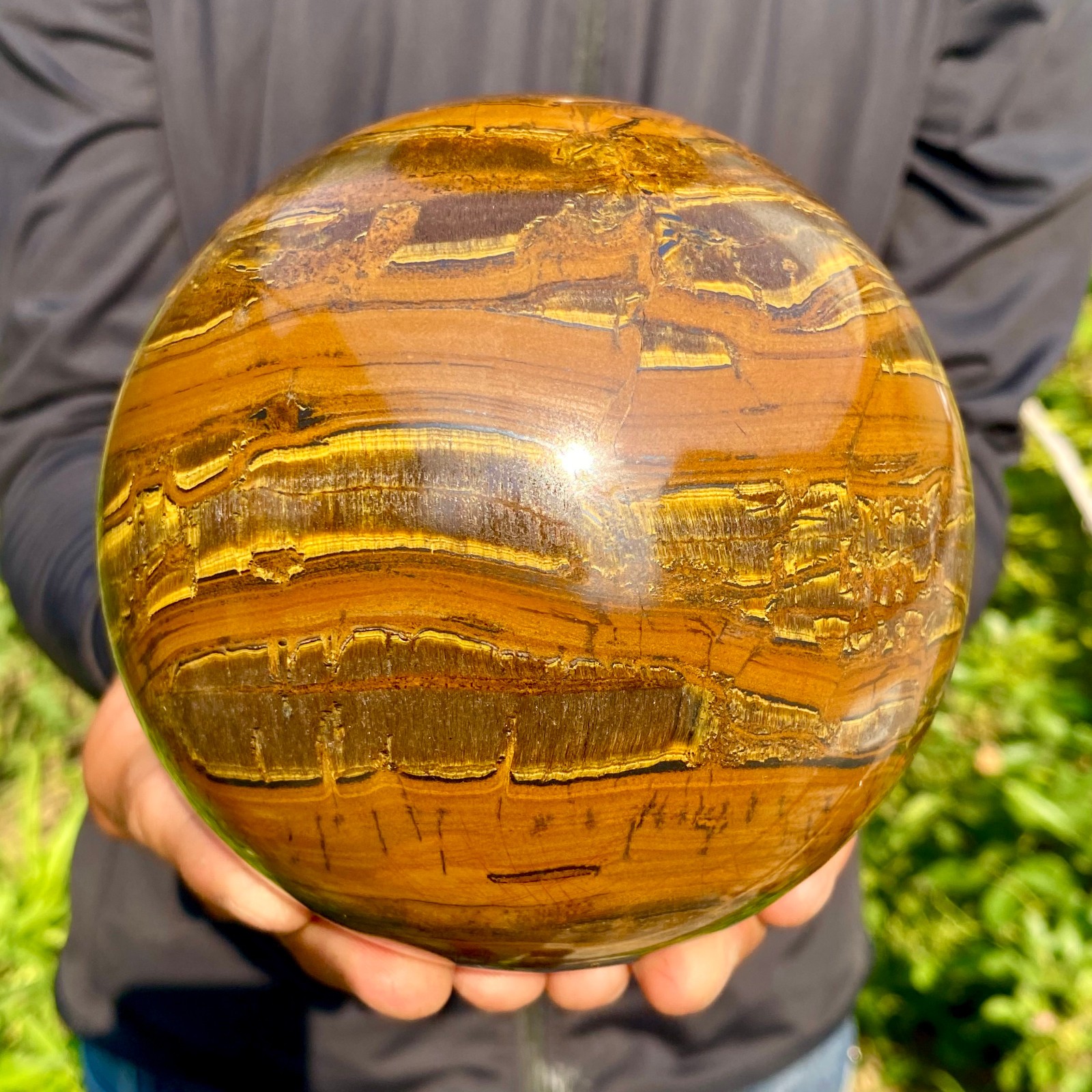 5.95LB Large Natural Tiger Eye Stone Crystal Ball Quartz Healing Sphere Décor