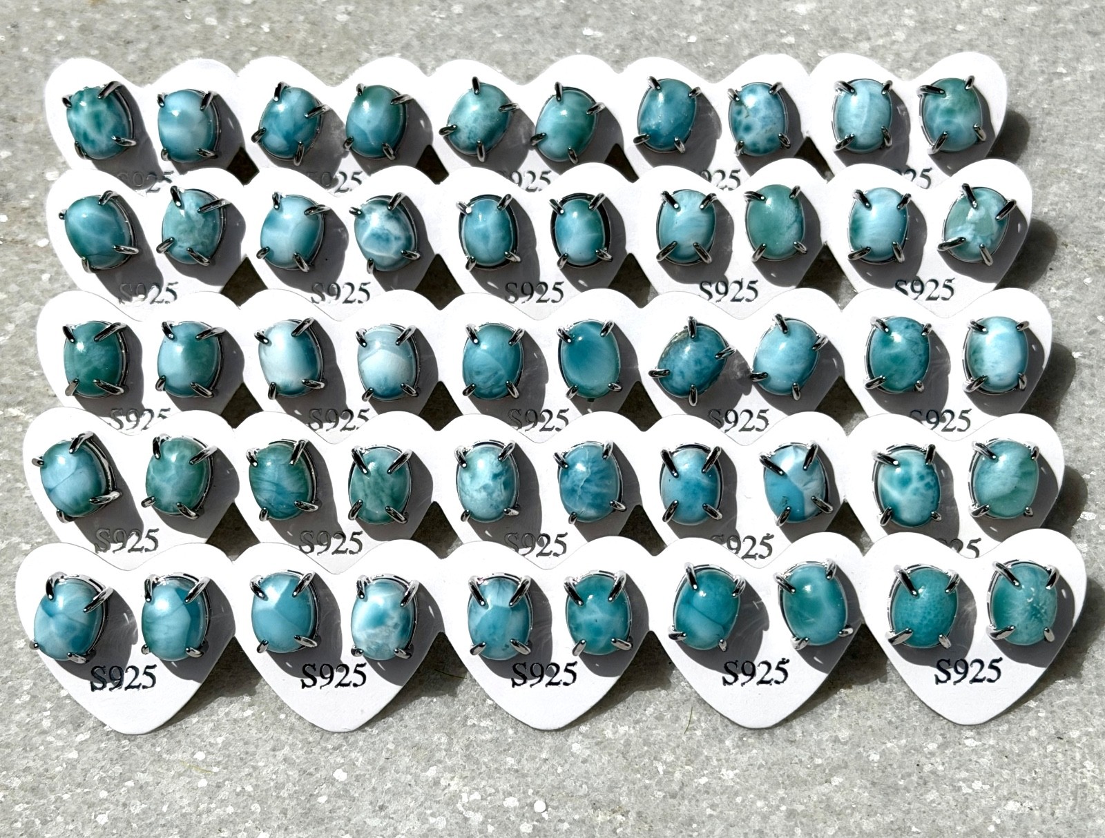 5 pairs Natural Larimar Stud Earring 7x9mm