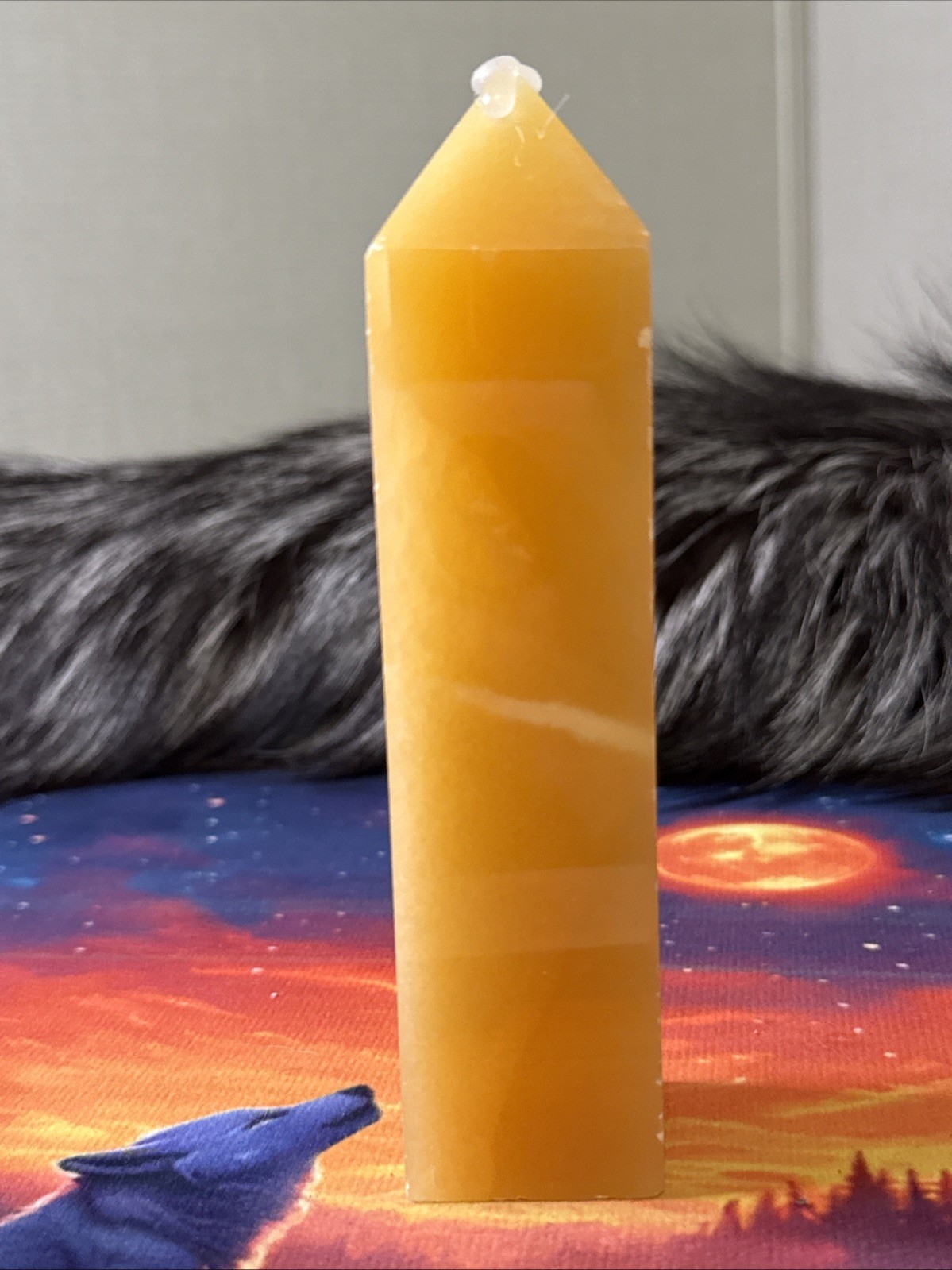 Orange Calcite 6in Natural Point Tower Approximately 440g
