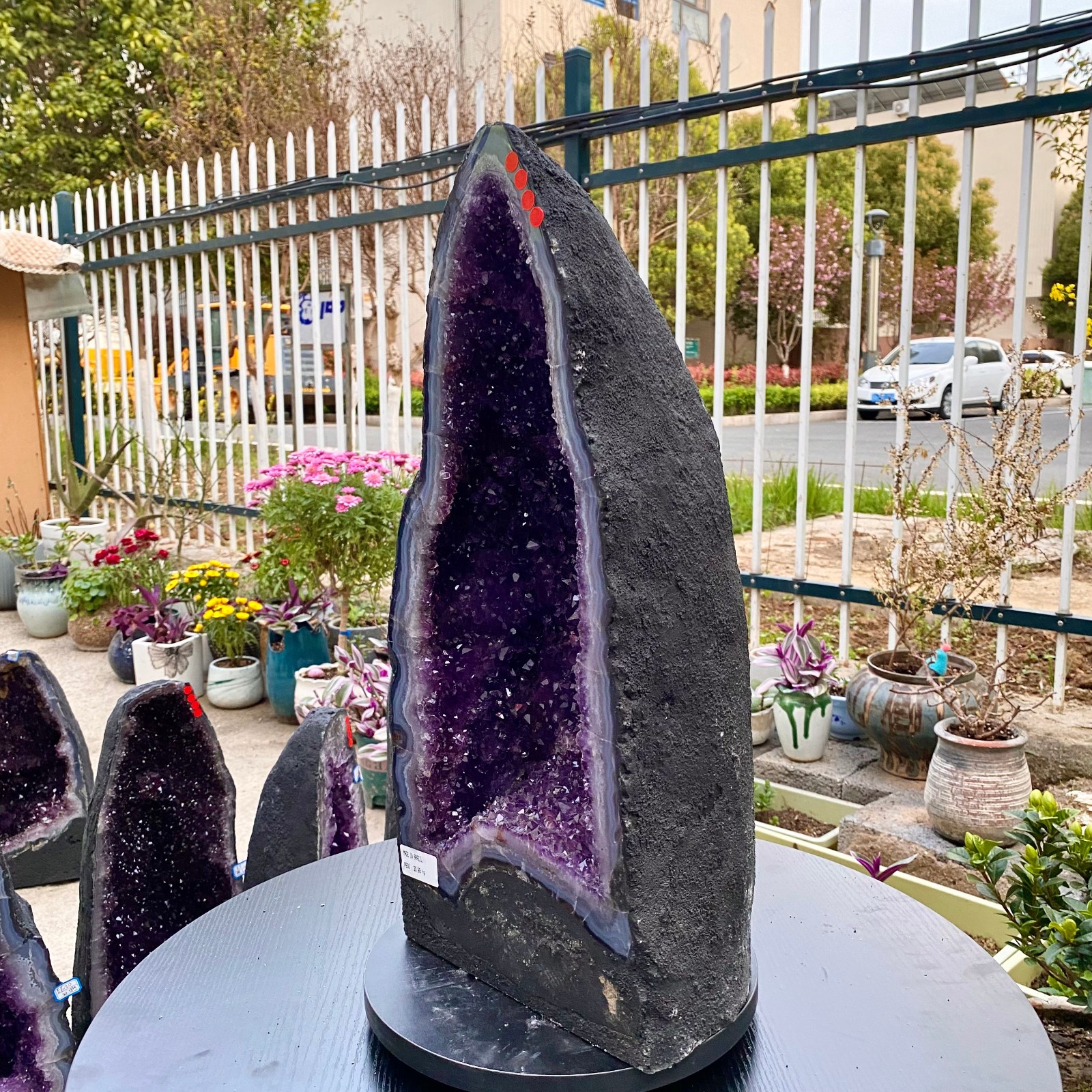 46LB Natural Amethyst Geode Quartz Crystal Cluster Cathedral Energy healing