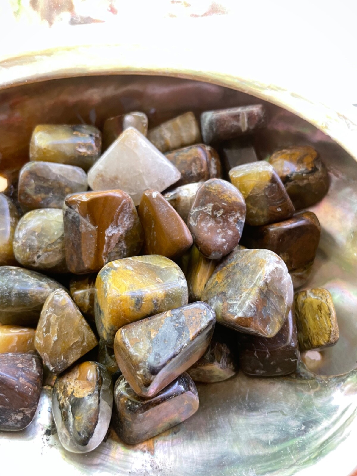 3X Nellite Honey Stone Tumbled Stone 15-20mm Reiki Healing Crystal Piertersite