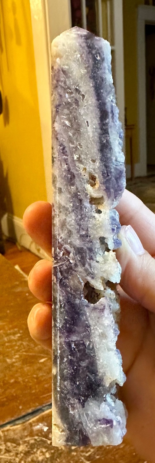 Purple fluorite crytal tower carving with banding Free shipping