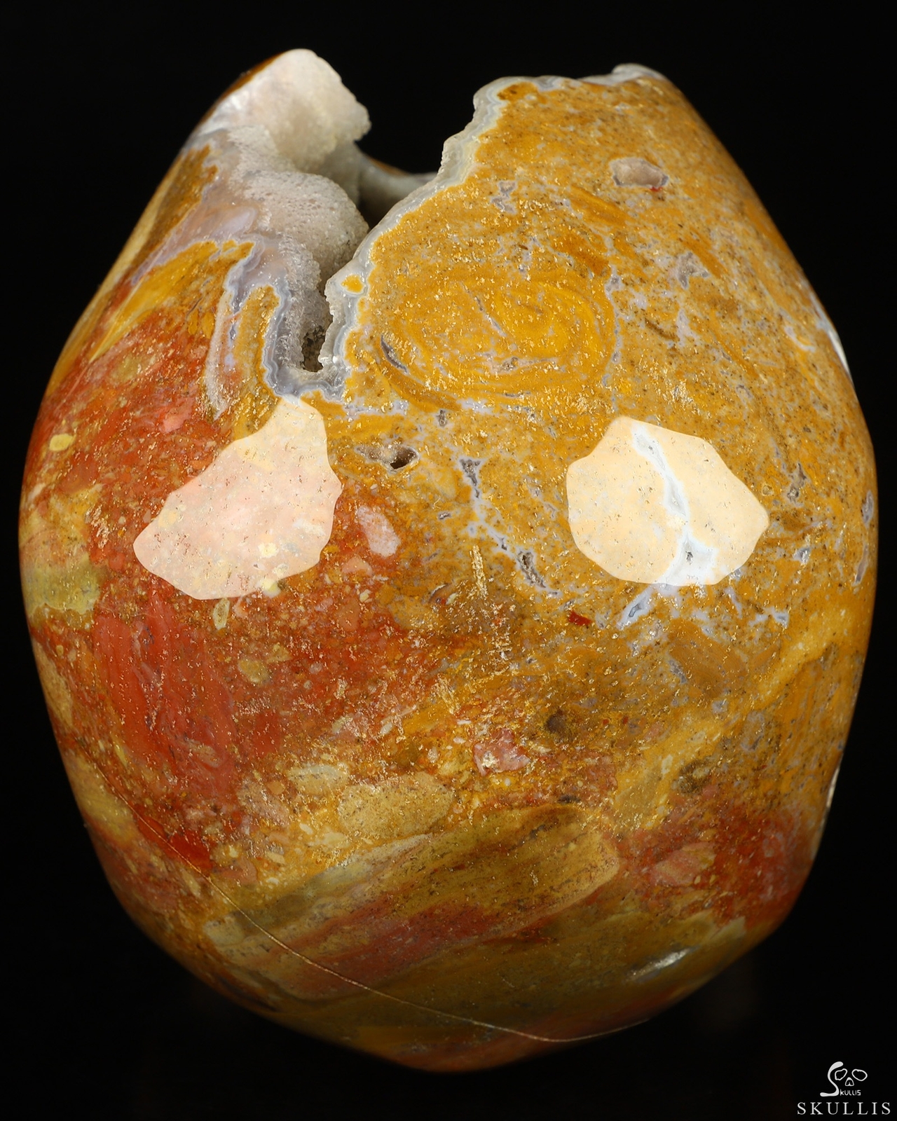 Super Realistic! Lifesized 7.0″ Red Moss Agate Geode Hand Carved Crystal Skull