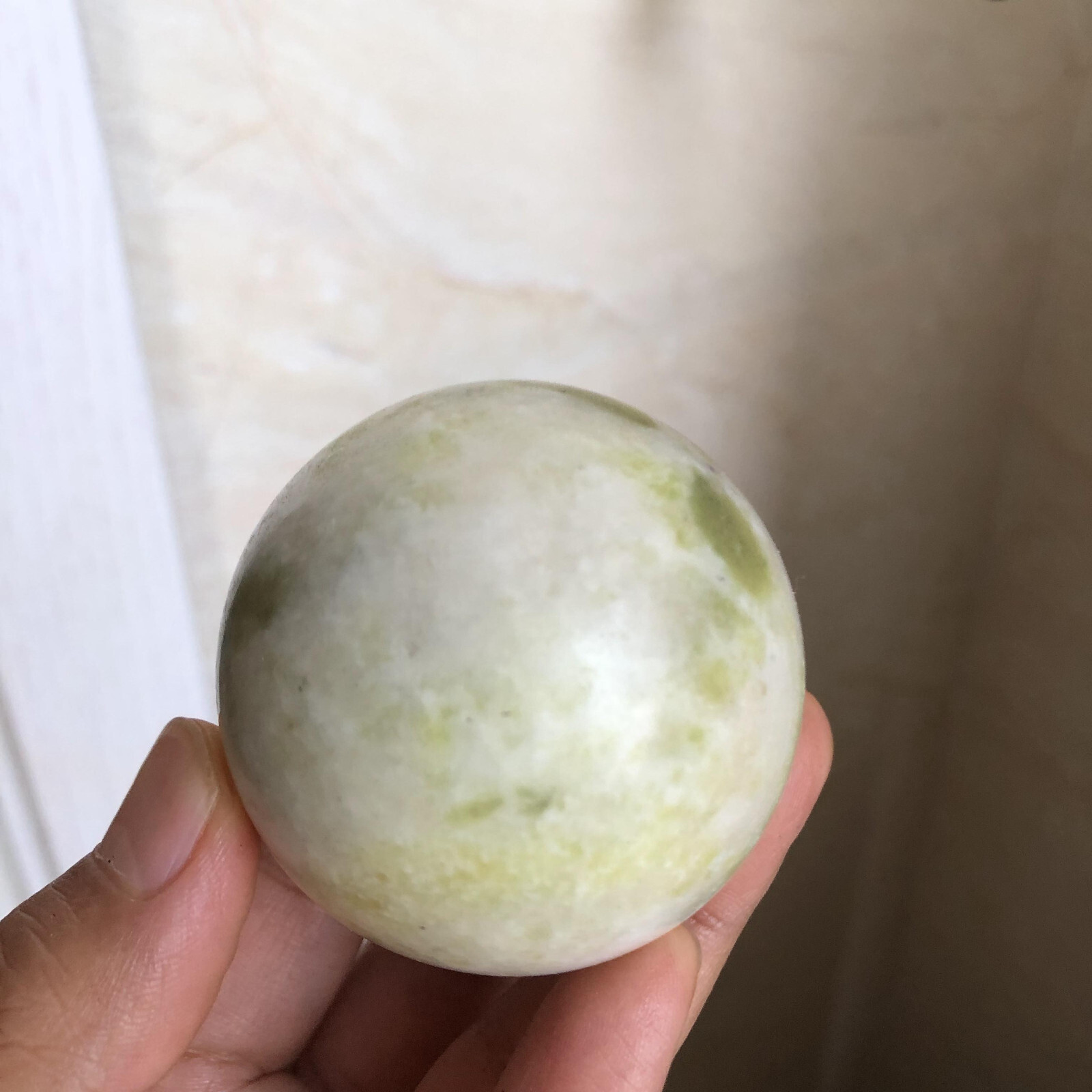 53mm Rare Natural yellow jade Semi-precious crystal Ball sphere 223g A2522