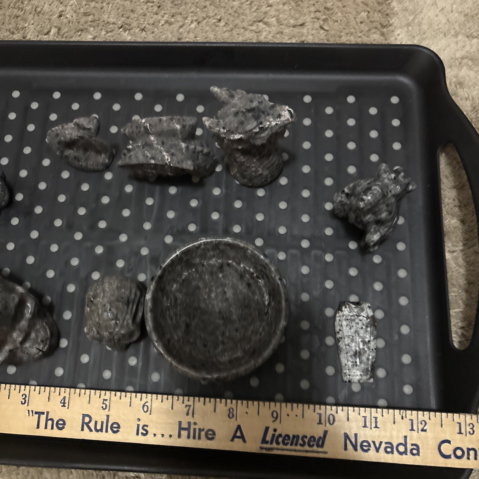 Lot Of 7 Yooperlite Crystals Alien Skull Dragon Godzilla Snake Bowl Gravestone