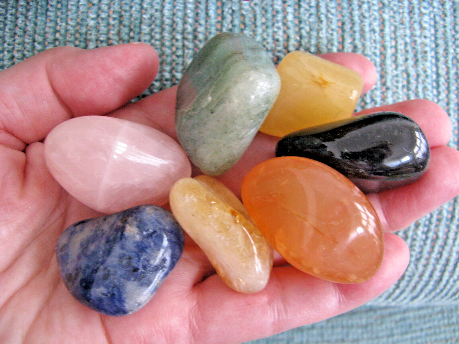 NEW LARGE CHAKRA CRYSTAL HEALING TUMBLED NATURAL GEMSTONE SET OF 7