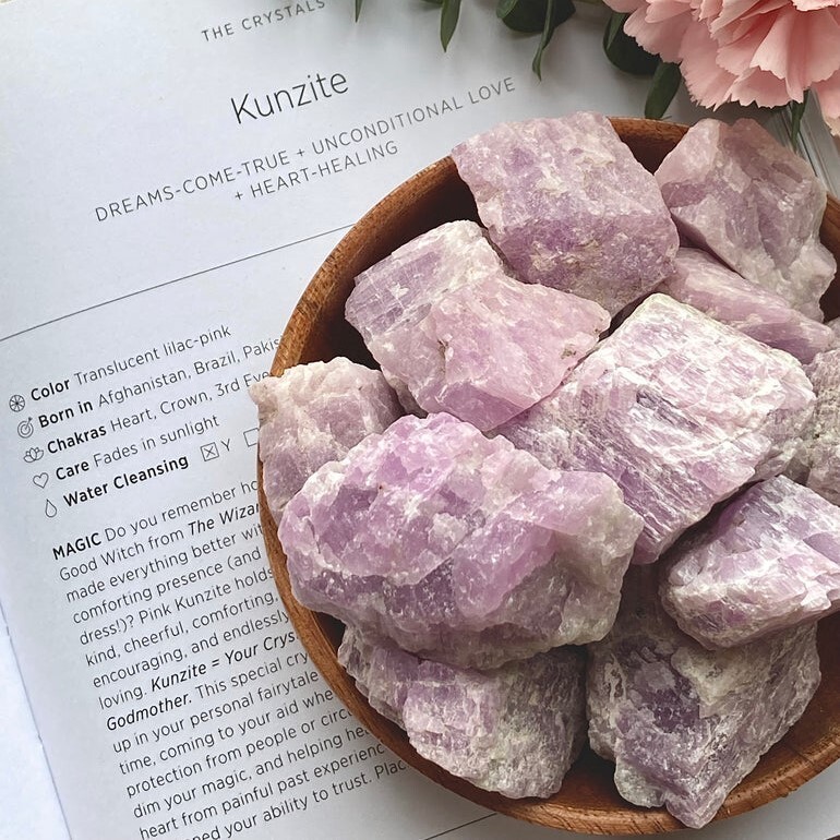 5 PCS Raw Rough Kunzite Stone Purple Crystal Healing Energy Mineral Specimen