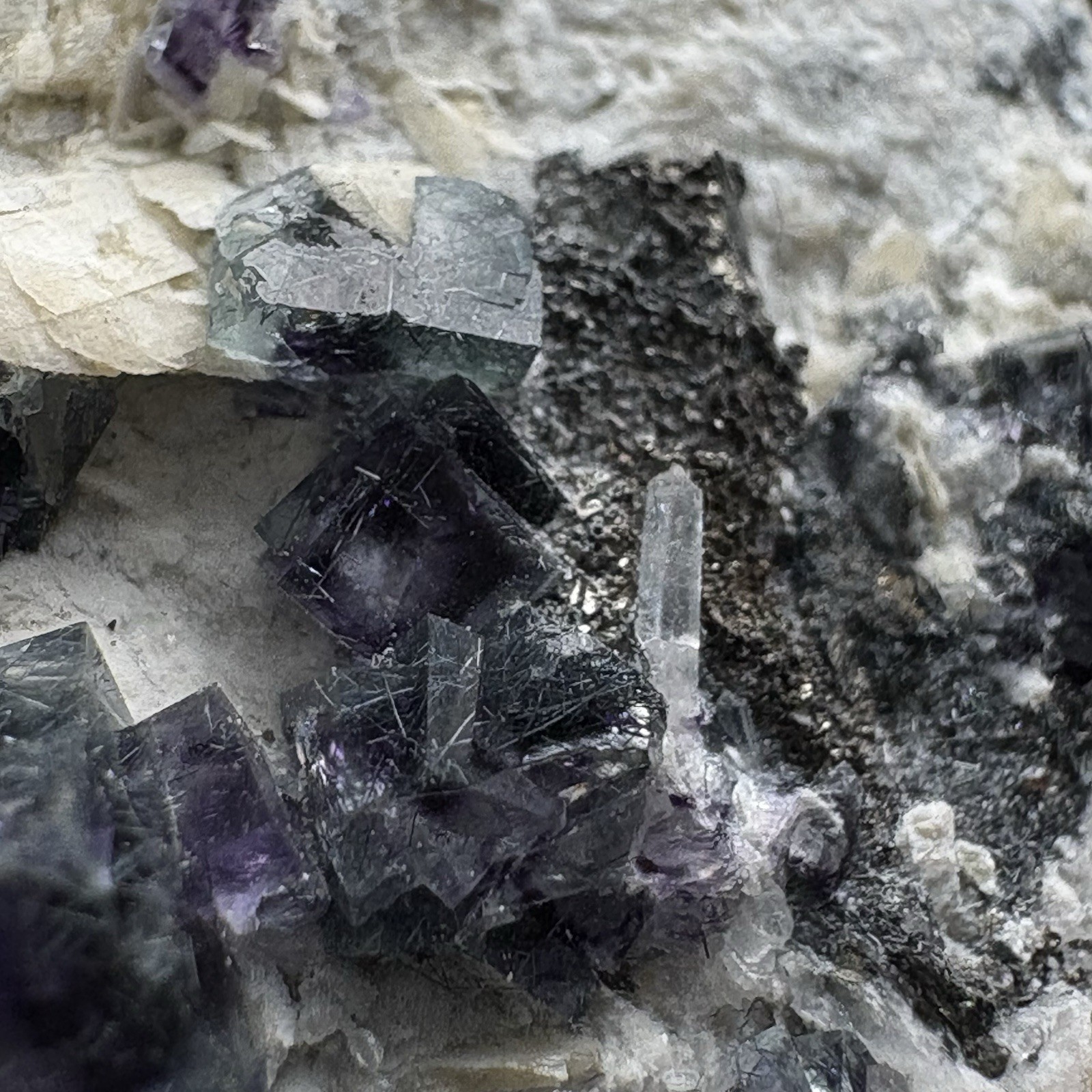 Natural Phantom Fluorite w/ Rutile & Quartz Cluster Raw Specimen Inner Mongolia