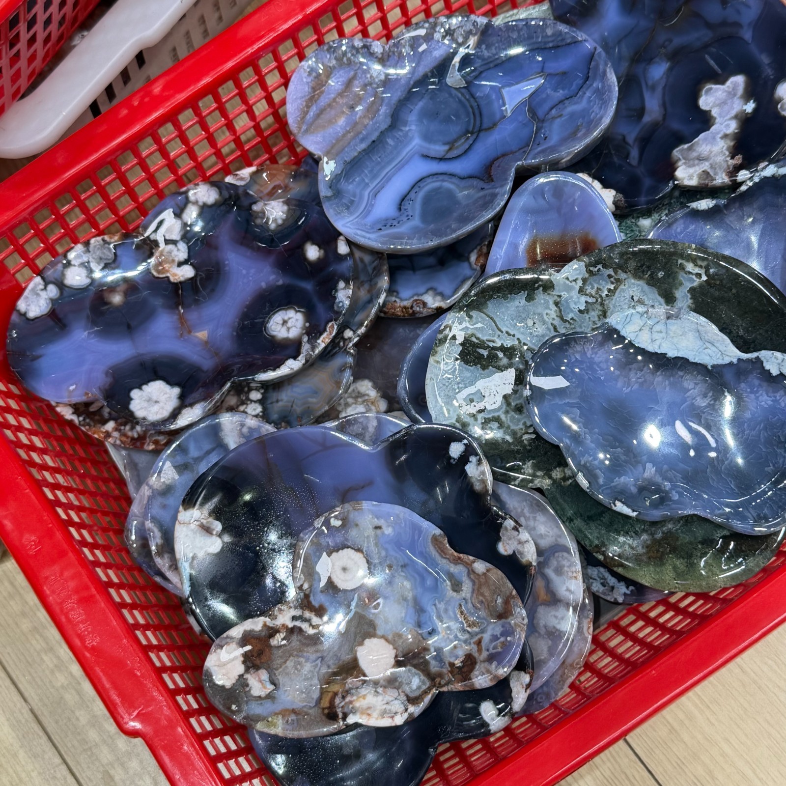 1pc “Gift” Natural Blue Flower Agate Bowl Quartz Crystal Mineral Specimen