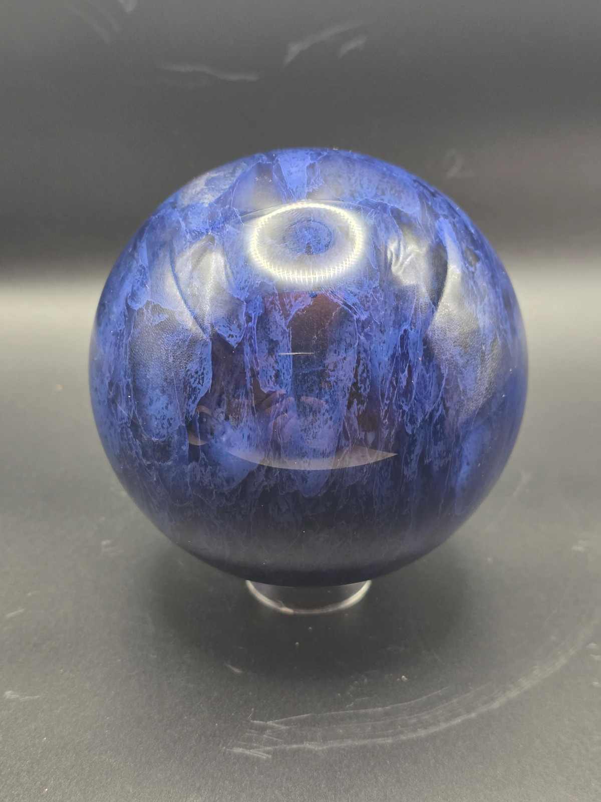 Jumbo blue quartz sphere! 96mm, 3.7 inches, 2.5 pounds