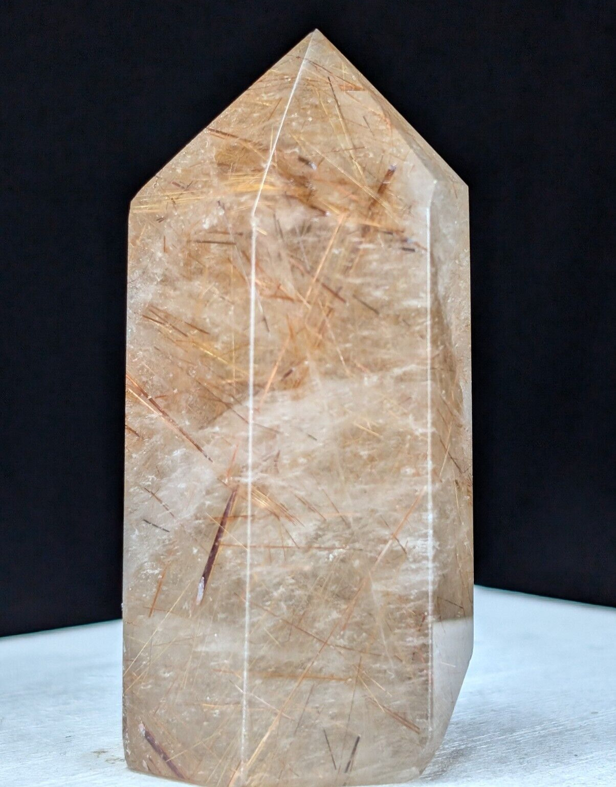 Golden Rutile Tower Rutilated Point Crystal Quartz Chakra Gemstone