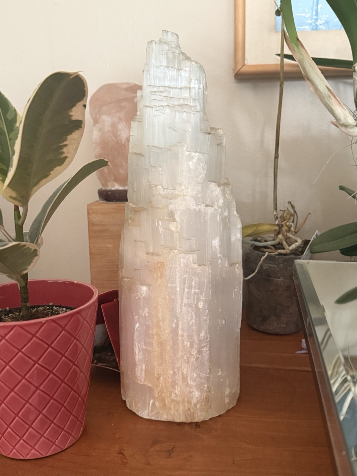 Extra Tall Selenite Tower With Lamp