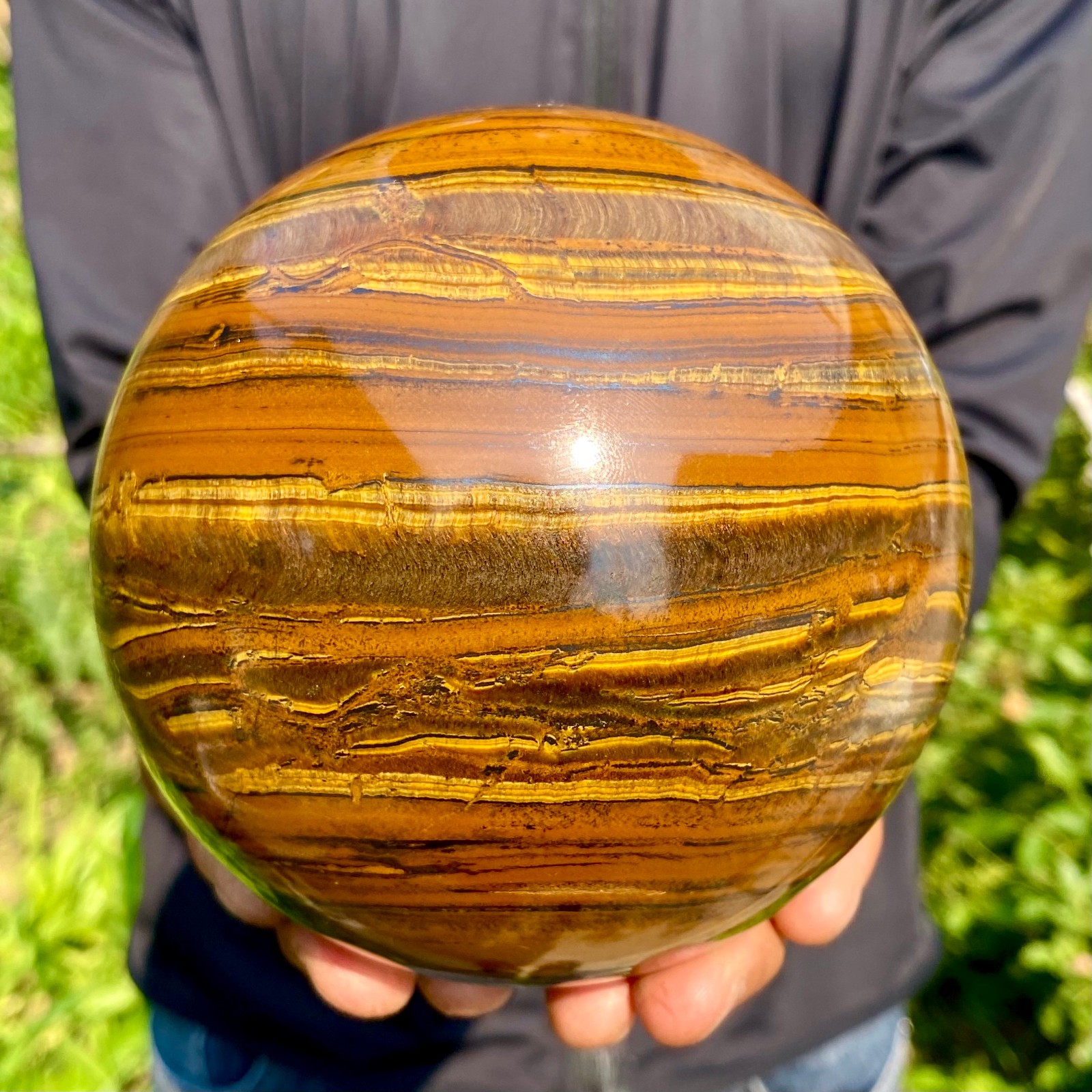 5.79LB Large Natural Tiger Eye Stone Crystal Ball Quartz Healing Sphere Décor