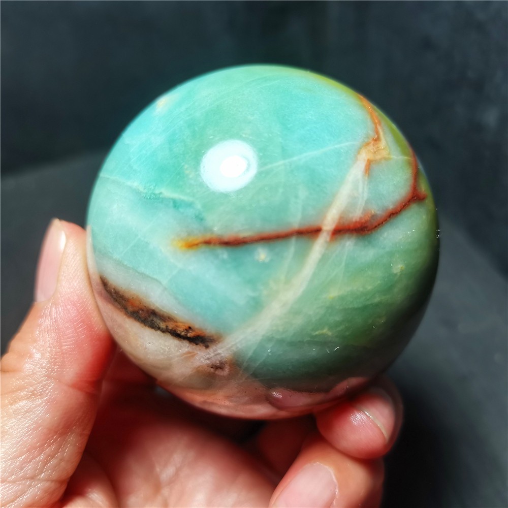 RARE 390G Natural Polished Colorful Sky blue Agate Crystal Ball Healing R2295