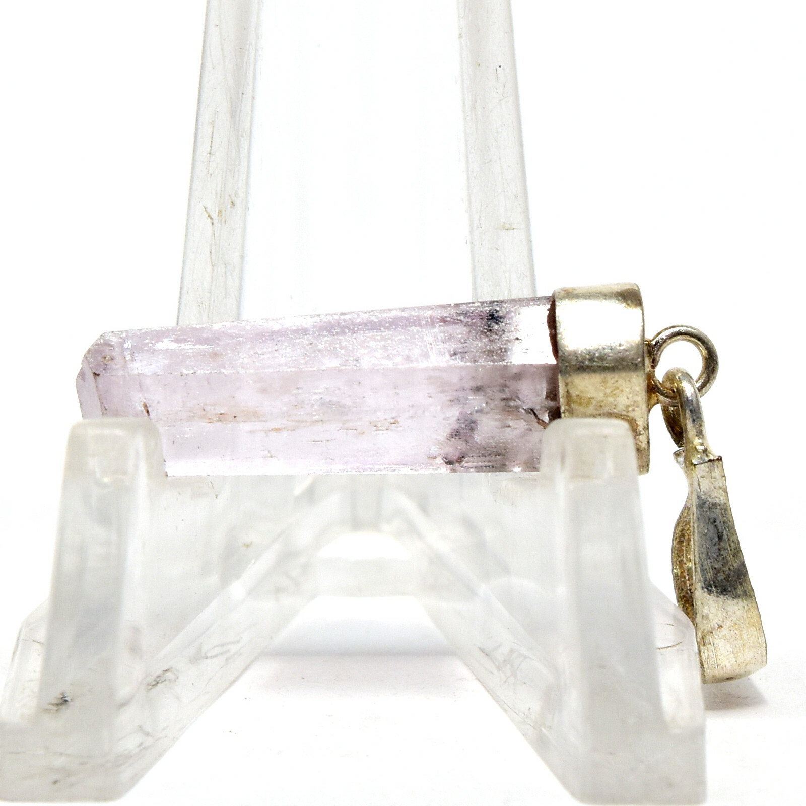 26mm Natural Lavender Pink Kunzite Crystal Pendant Silver Plated – Afghanistan