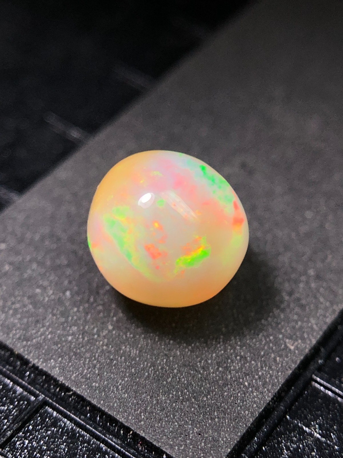 Natural White Ethiopian Opal Sphere, 7.50 MM Rainbow Fire Loose Opal Ball