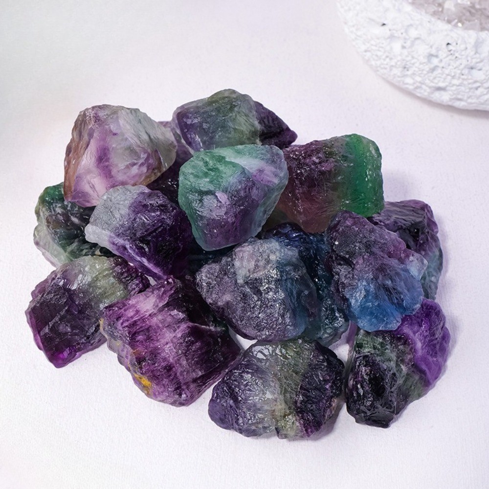 Natural Rainbow Fluorite Raw Stone Crystal Specimen Healing Meditation Decor300g