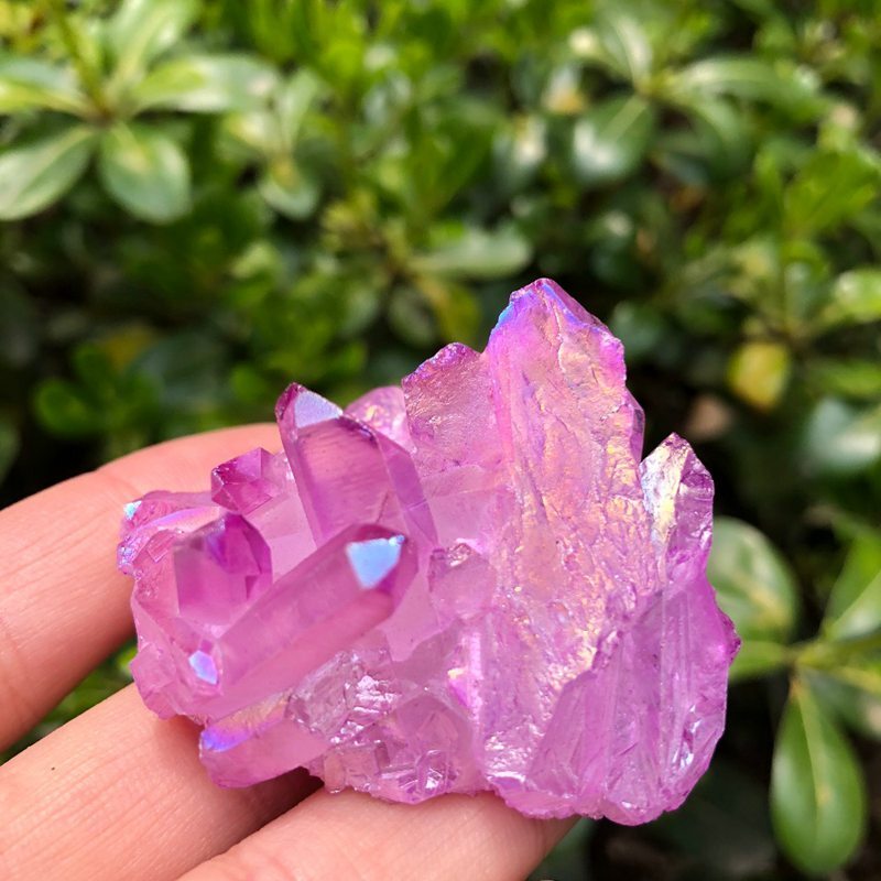 50g Natural Pink Aura Titanium Quartz Crystal Cluster Healing reiki VUG Specimen