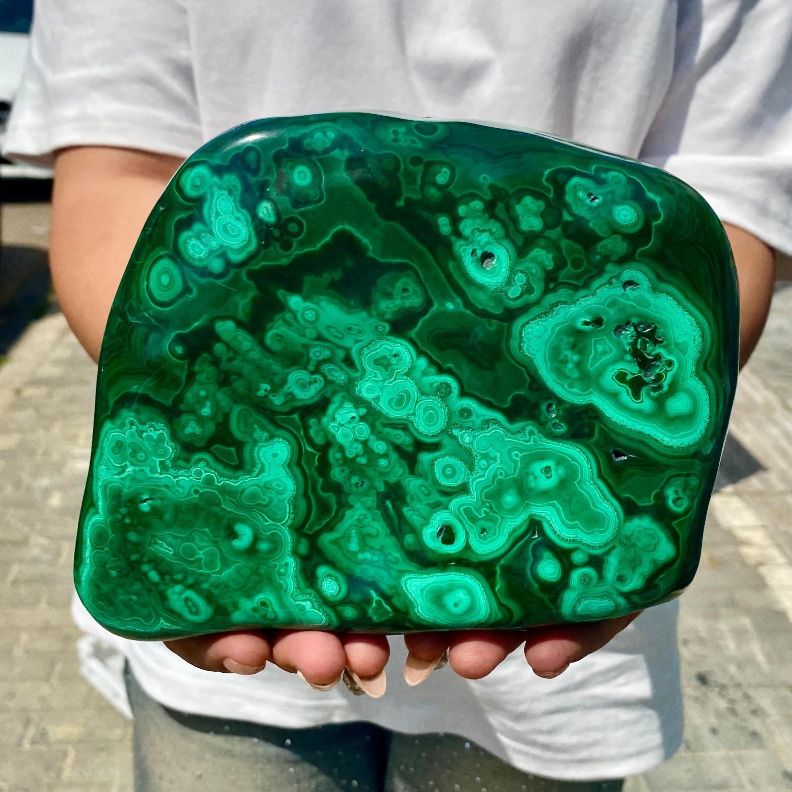 5.4LB Natural glossy Malachite transparent cluster rough mineral sample