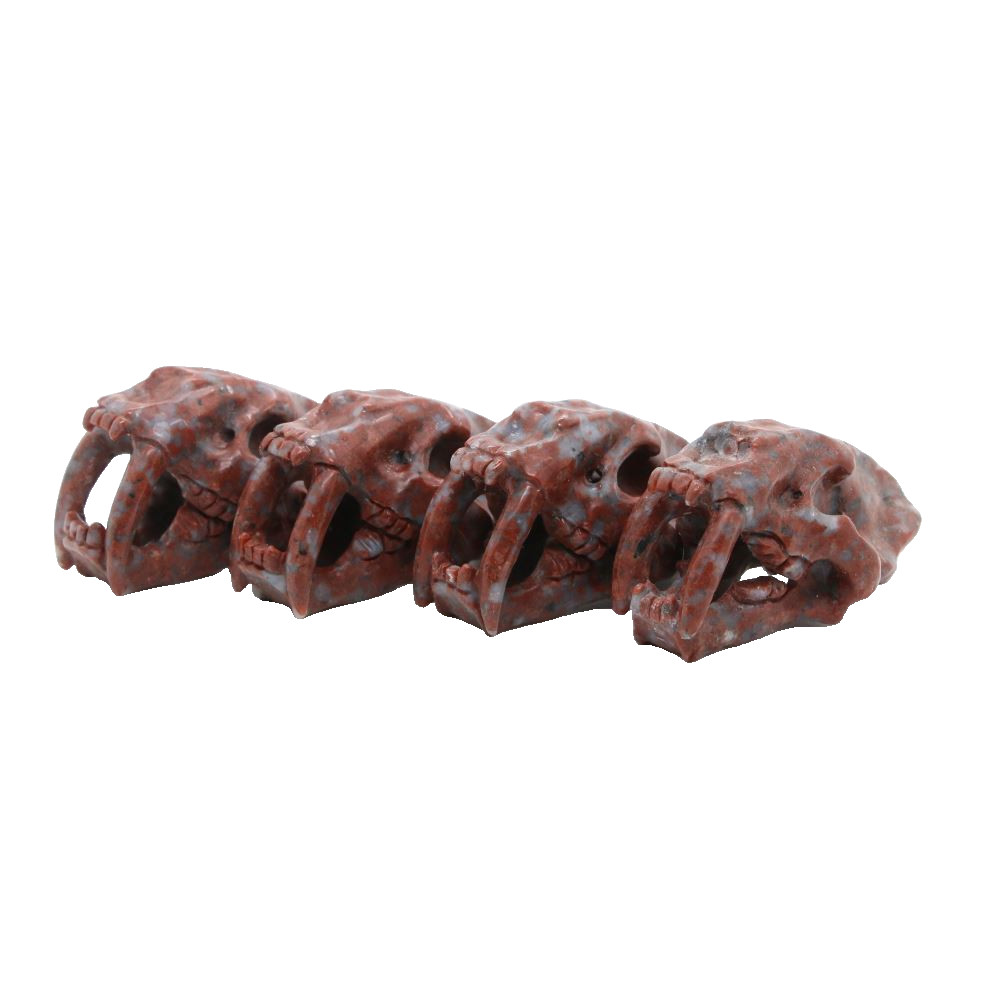 3″ RED WHITE STONE Carved Saber-toothed tiger Crystal Skull Random 1pc