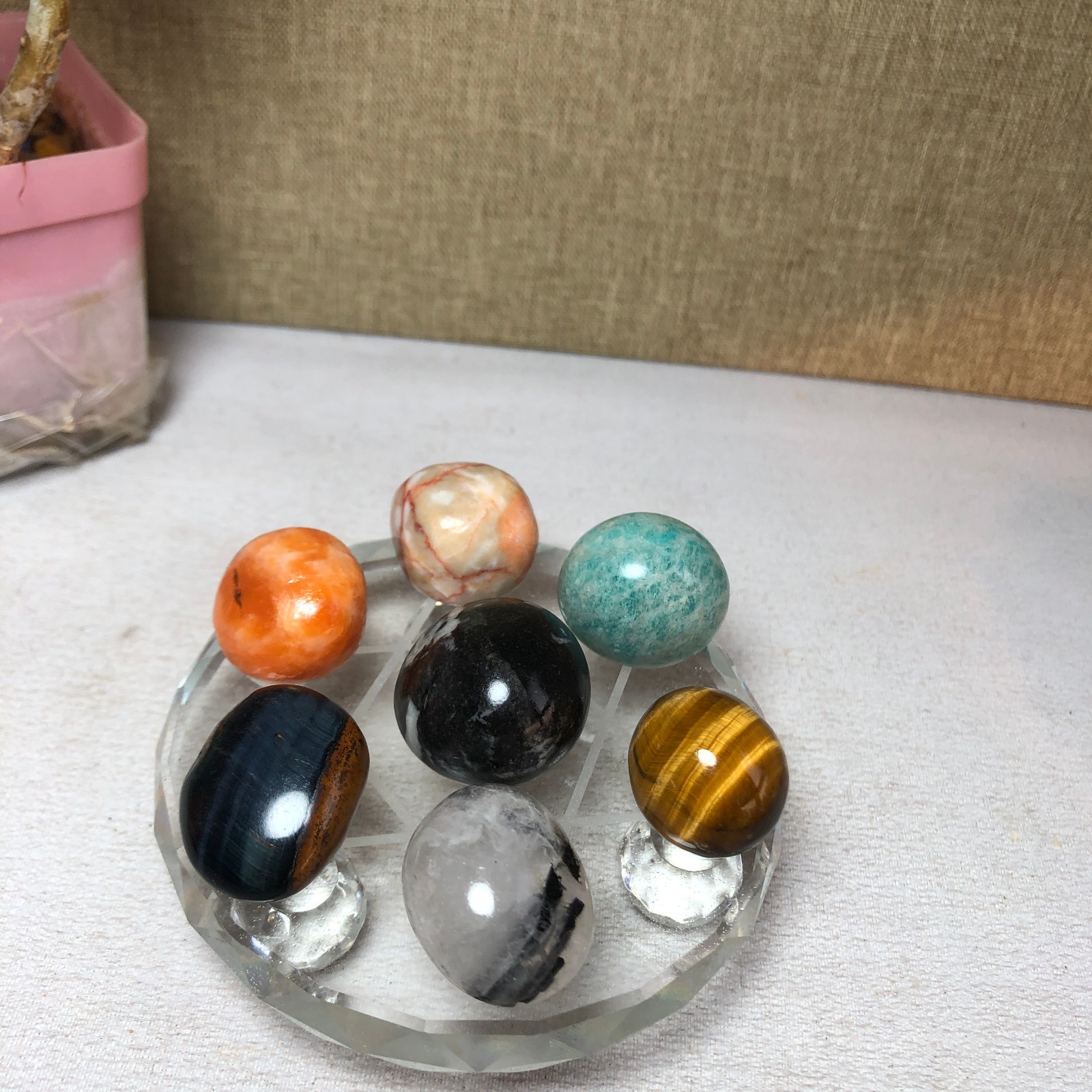 Natural various semi-precious stone Crystal Seven Star Array tumbled 200g A2475