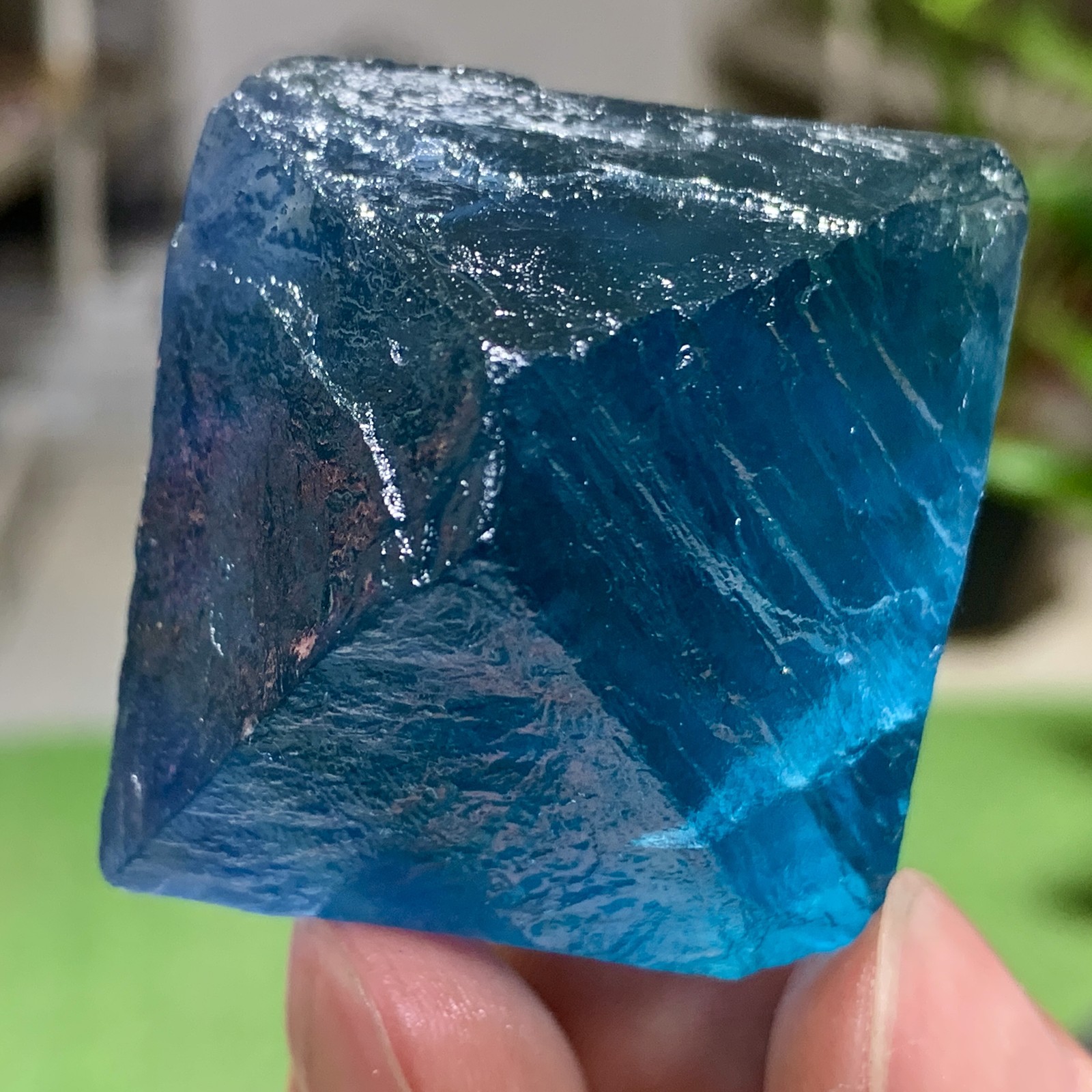 91G Rare transparent blue green fluorite cubic mineral crystal sample/China
