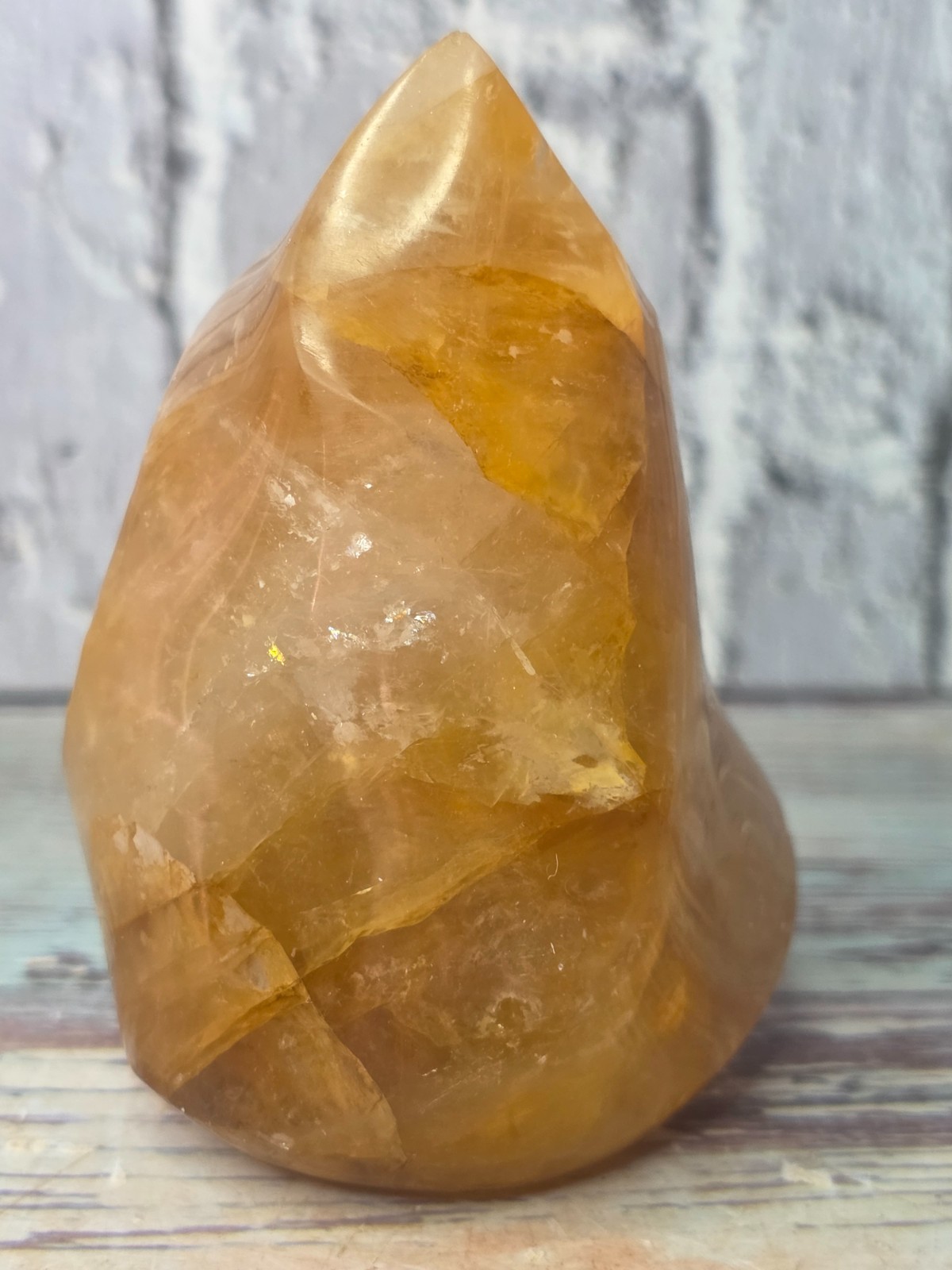 Natural Golden Healer Quartz Crystal Flame – Polished Hematoid Quartz – 347.39g