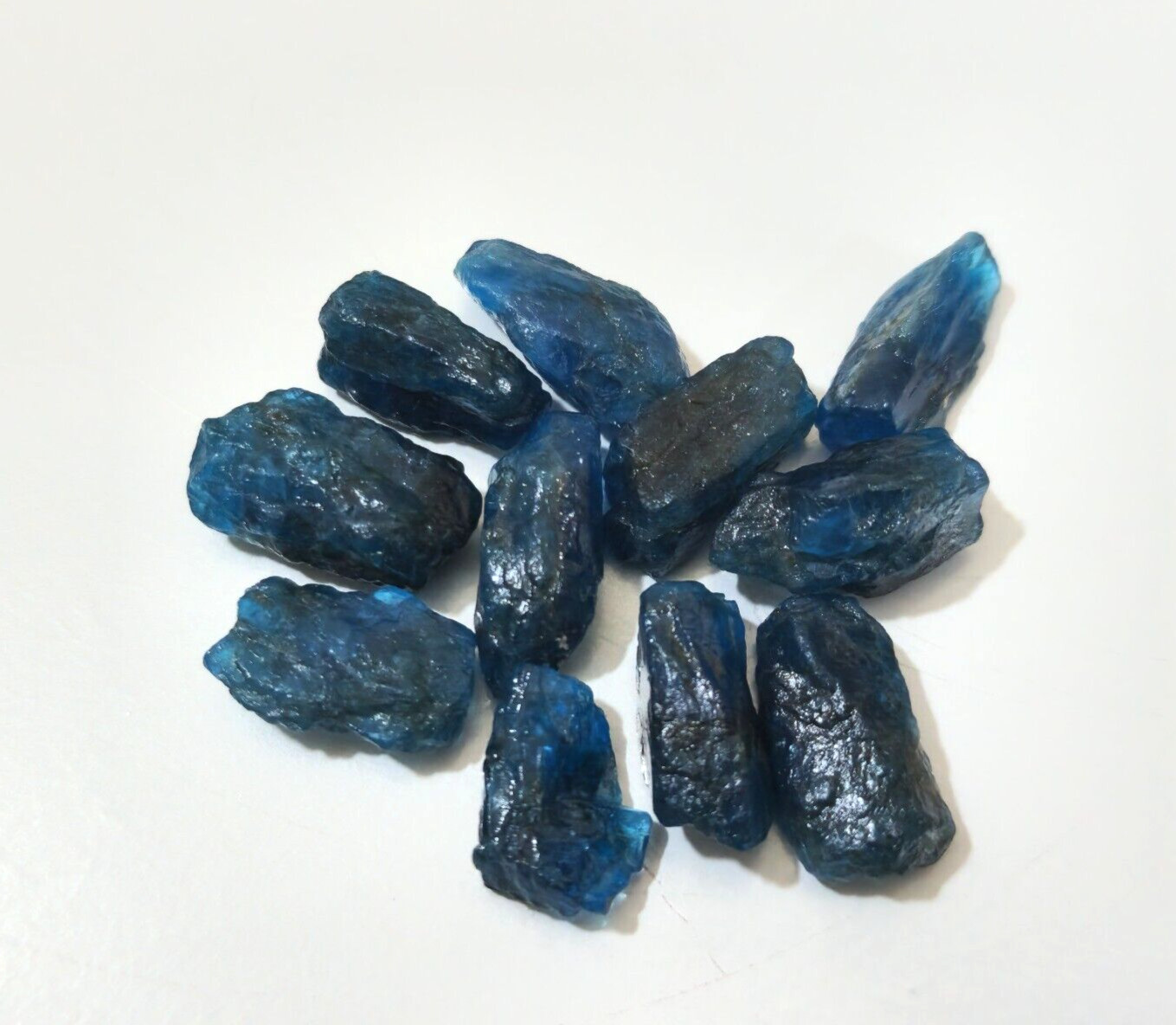 Stunning Blue Apatite Raw 11 Piece 10-14 MM Blue Apatite Crystal Rough Jewelry