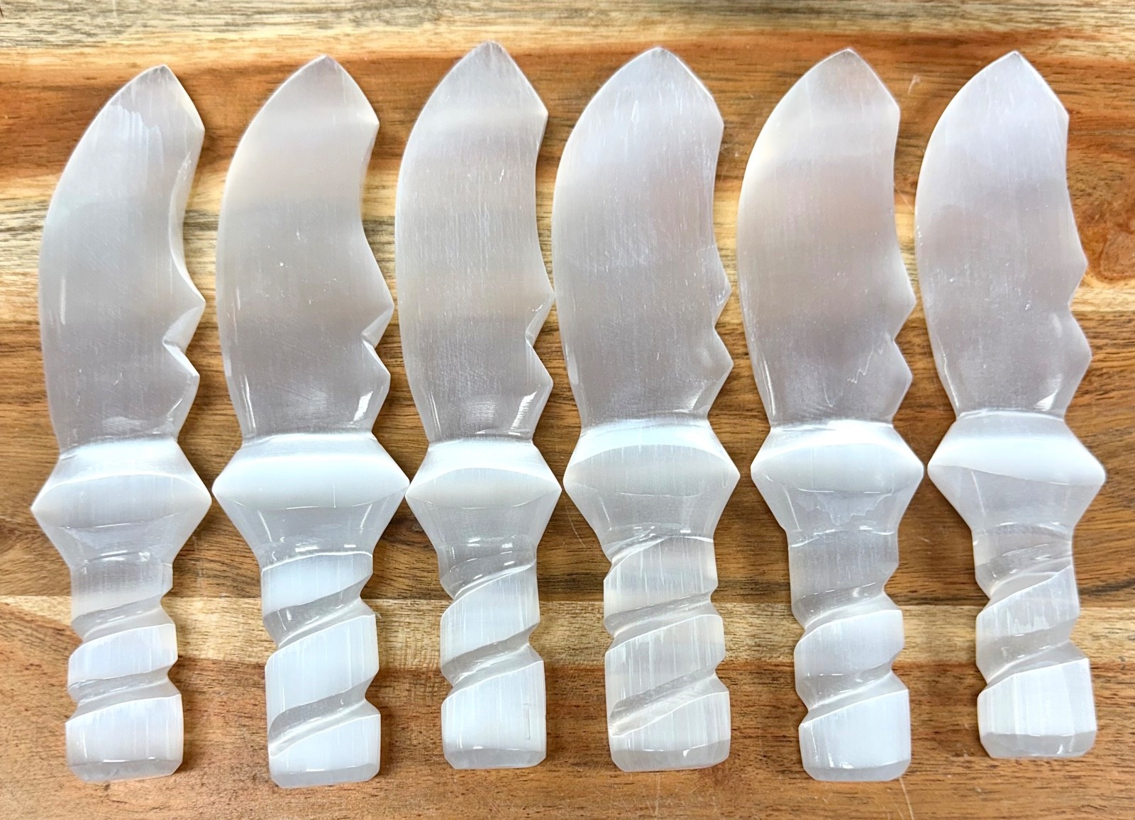 Wholesale Lot 6 Pcs Natural Selenite Aka Satin Spar Knife Crystal Healing 20cm