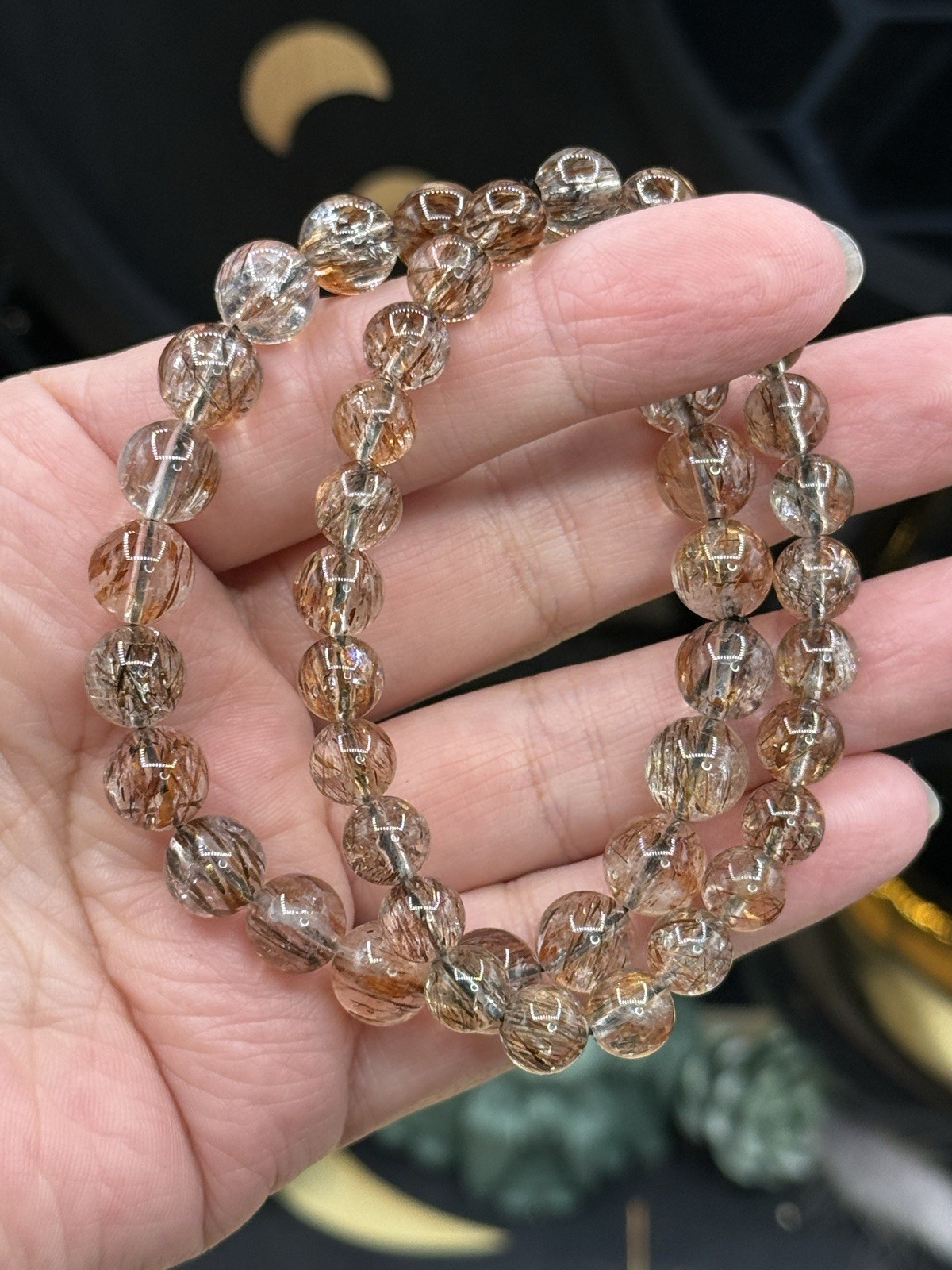 Natural HQ Black & Copper Rutilated Quartz Bracelets Free shipping