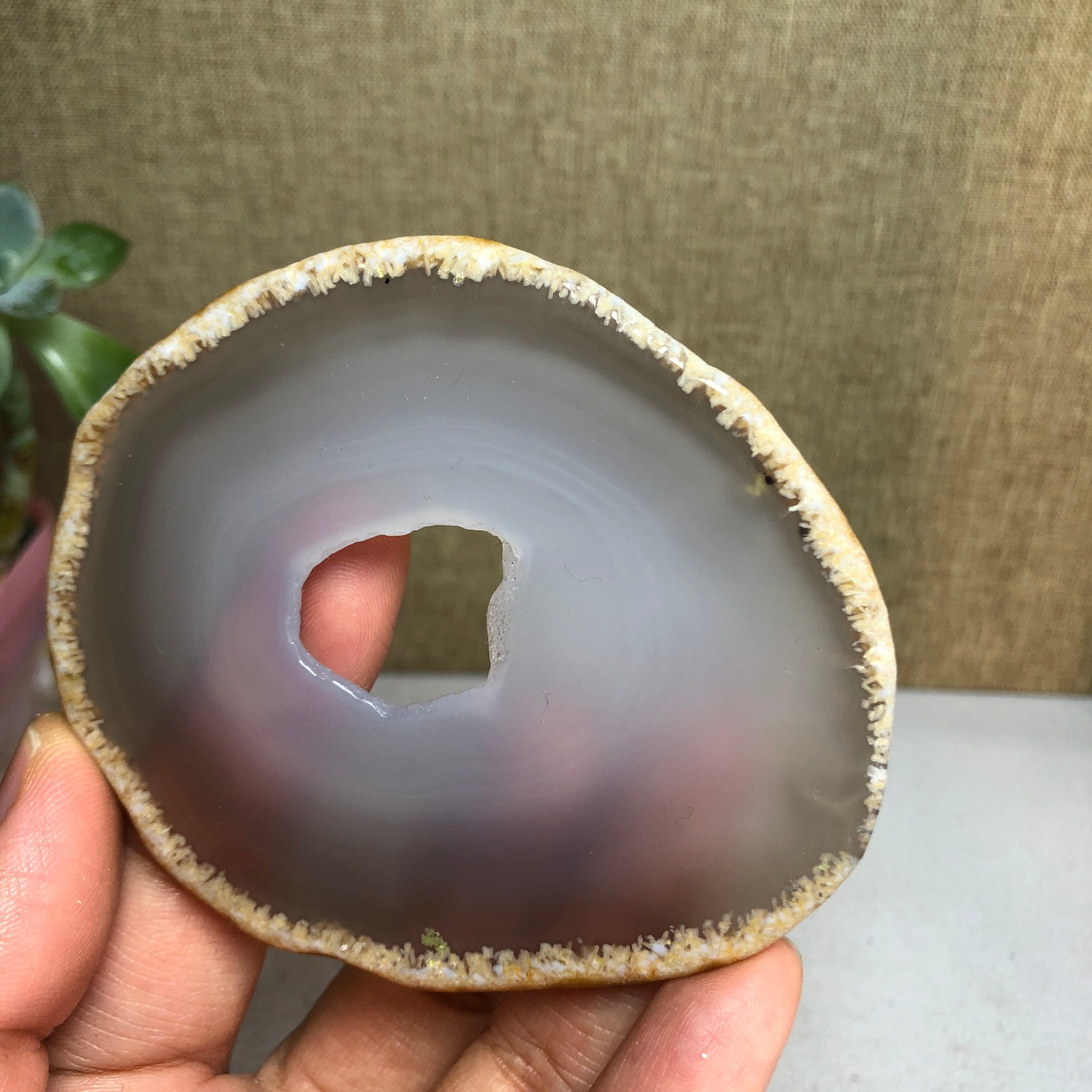 85-73mm Natural agate Slab/Slice quartz crystal pictographic specimen 59g A2086