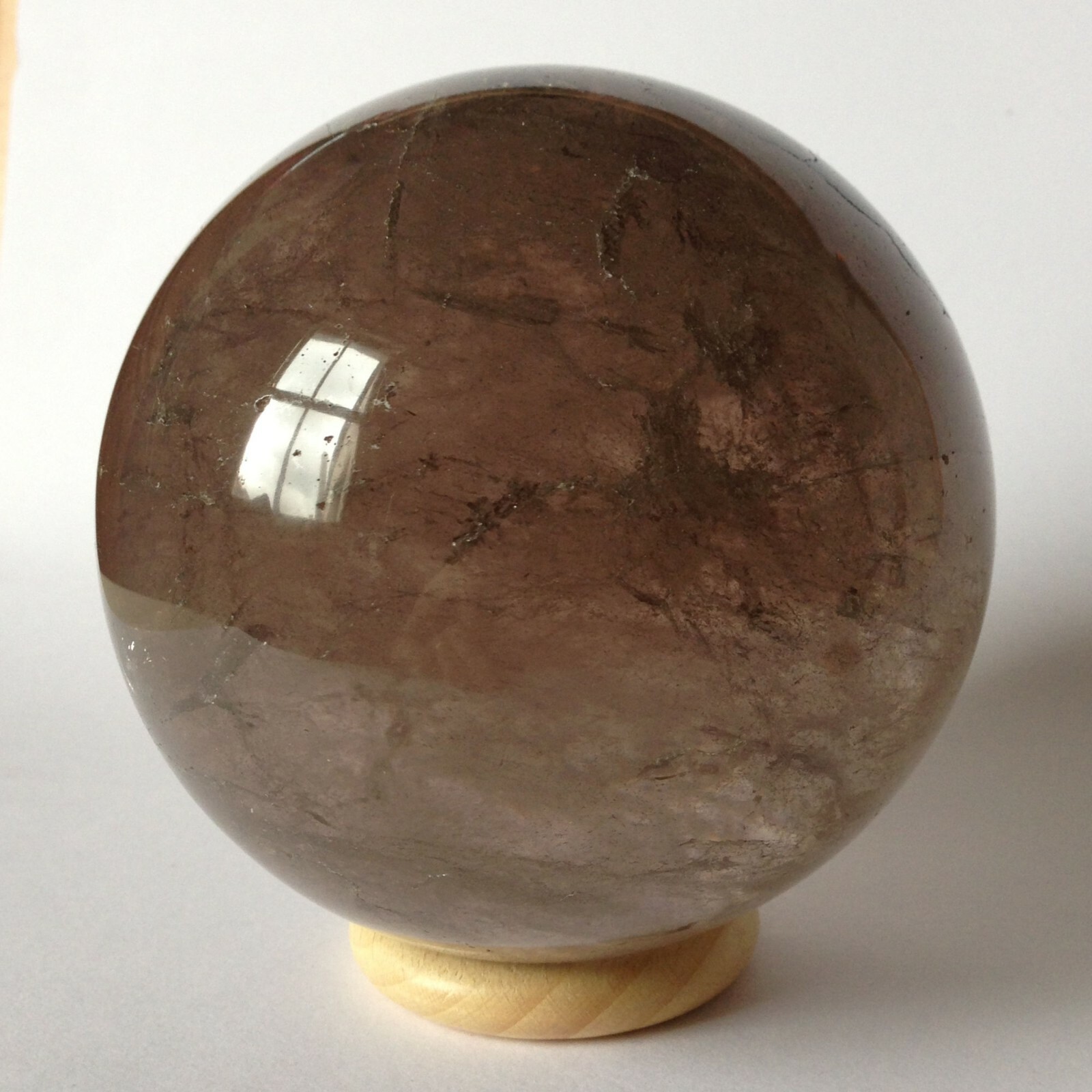 Large Smoky Quartz Crystal Ball Sphere with Haematite Inclusions 1.896Kg 10.74cm