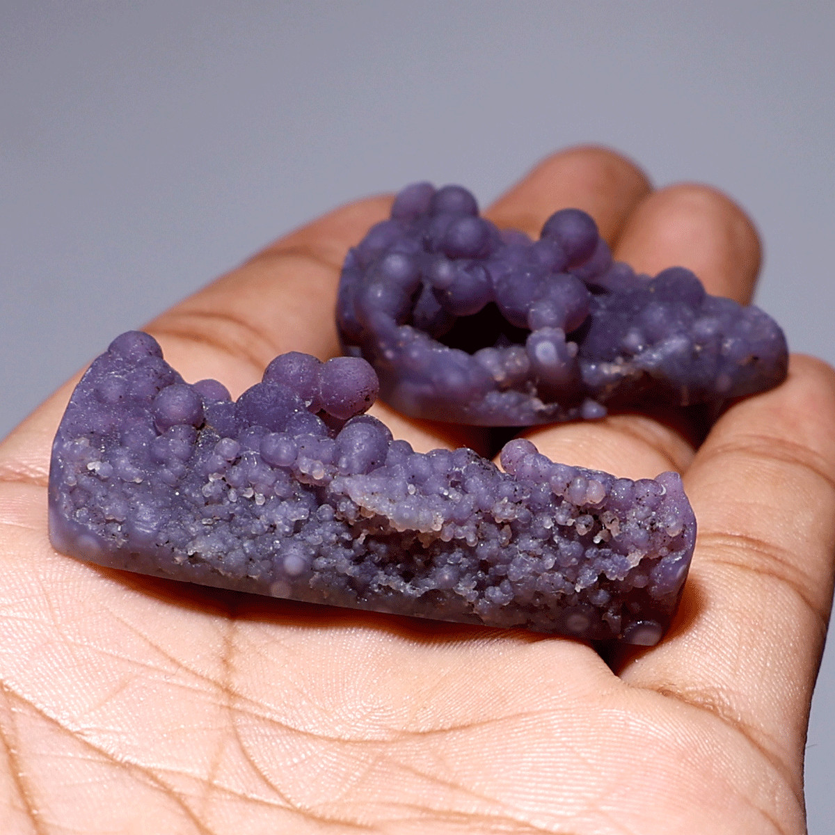 Dreamwork & Intuition— 2 PC Mystic Grape Agate Drusy Crystals— Rare Bubble Pair