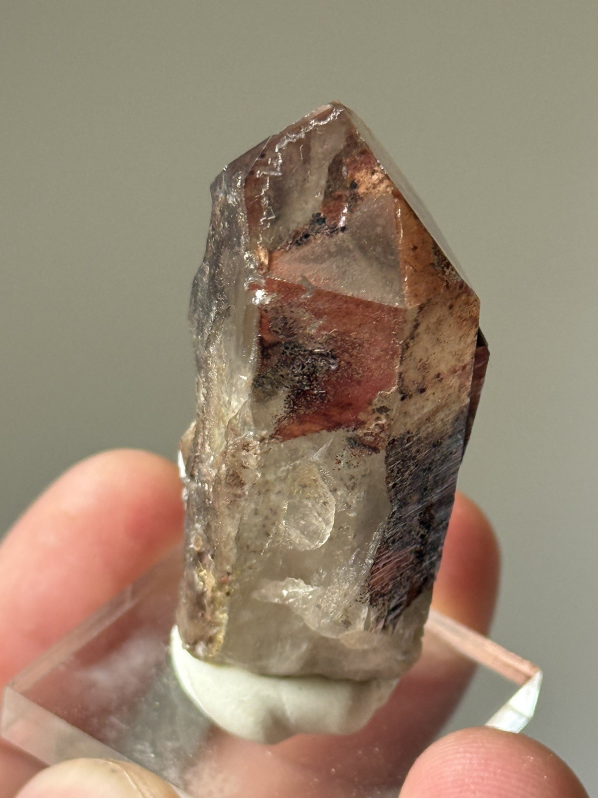 Quartz Crystal w/ Phantom & Hematite Red Feather, CO 5cm – 34.2g – ID20