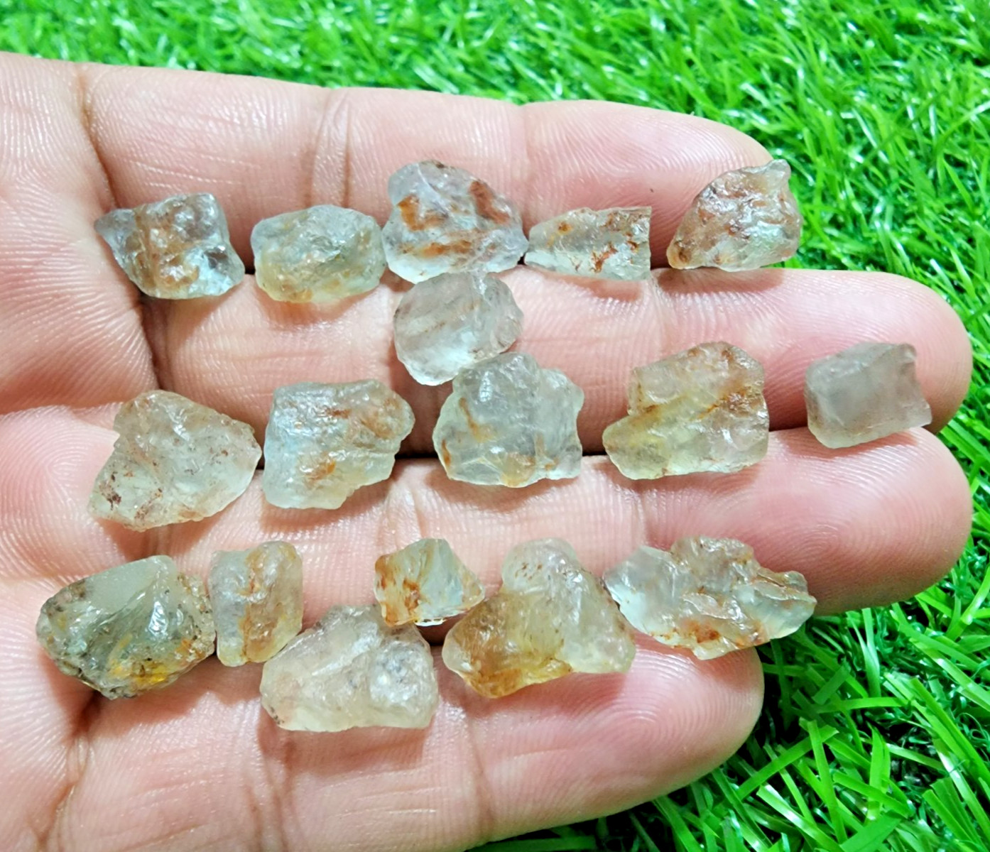 Unique Aquamarine Helidore Gemstone Rough 17Pcs Lot 8-12mm Aquamarine Raw Stones
