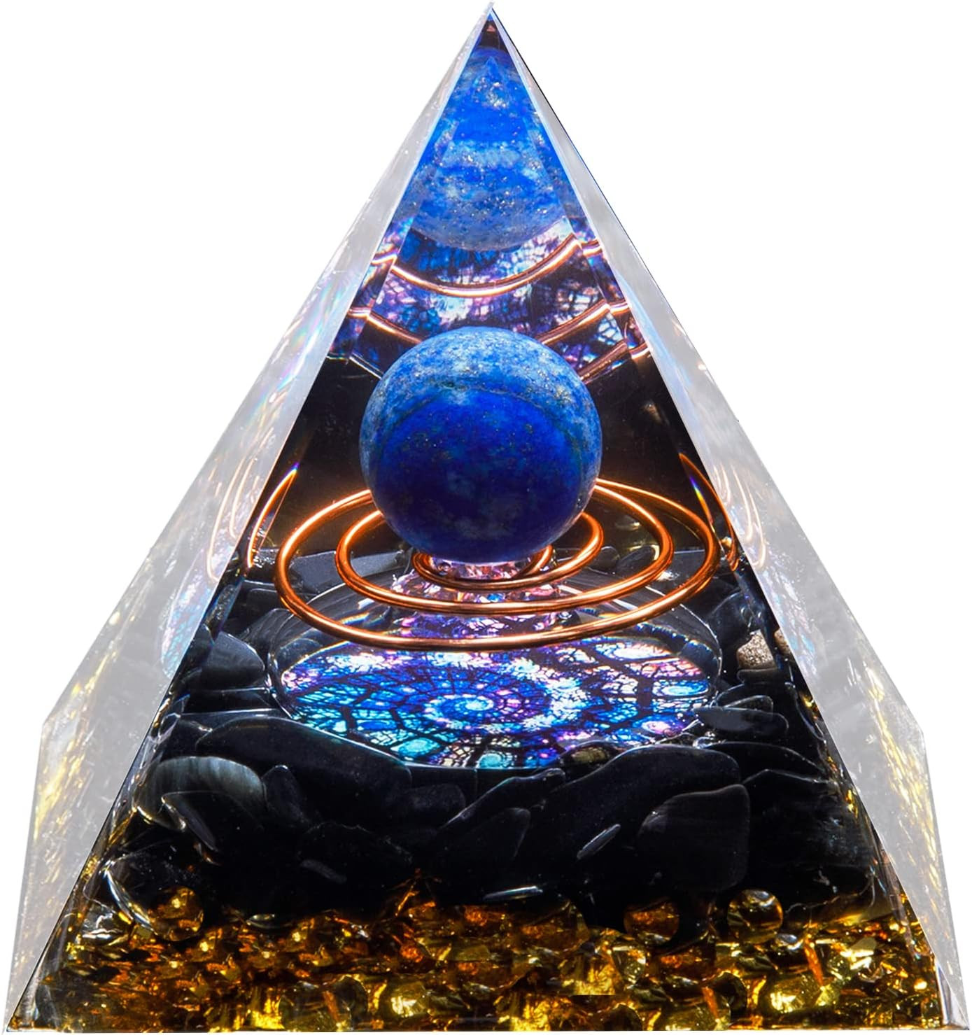 Orgone Crystal Pyramid, Lapis Lazuli Healing Crystal,Orgonite Protection Crystal