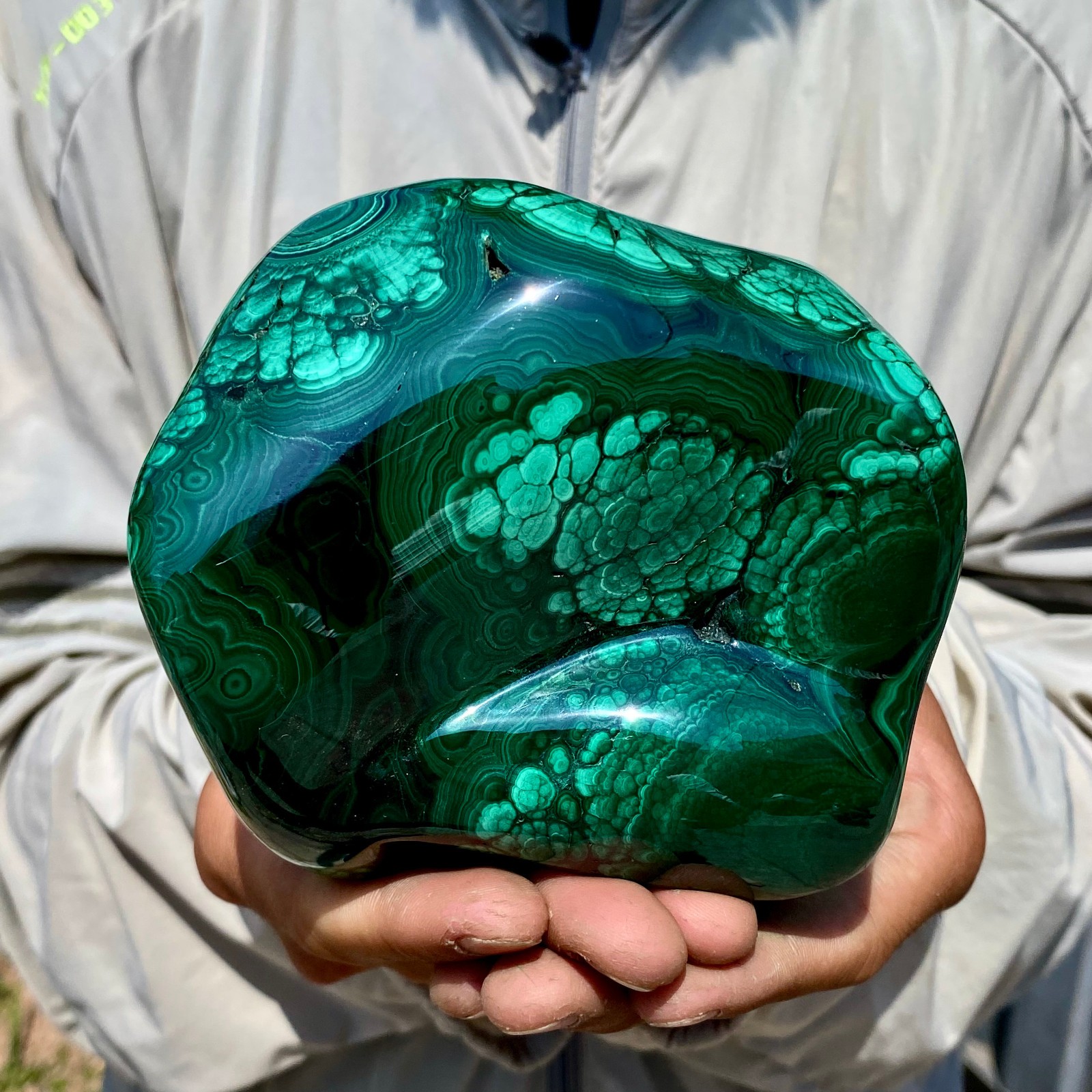 2.4LB Natural glossy Malachite transparent cluster rough mineral sample