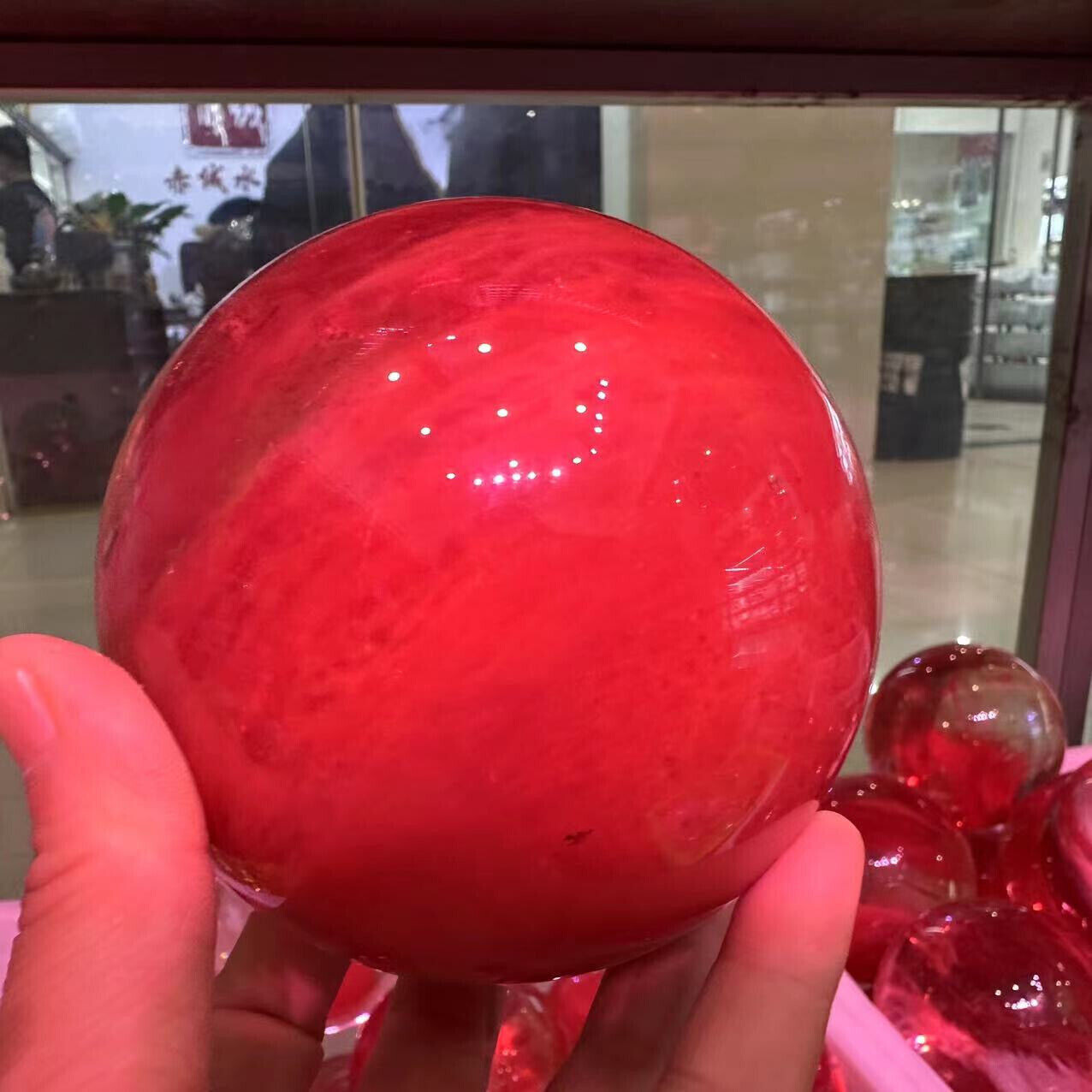 100mm+ Red Smelting Stone Quartz Sphere Energy Crystal Ball Reiki Healing