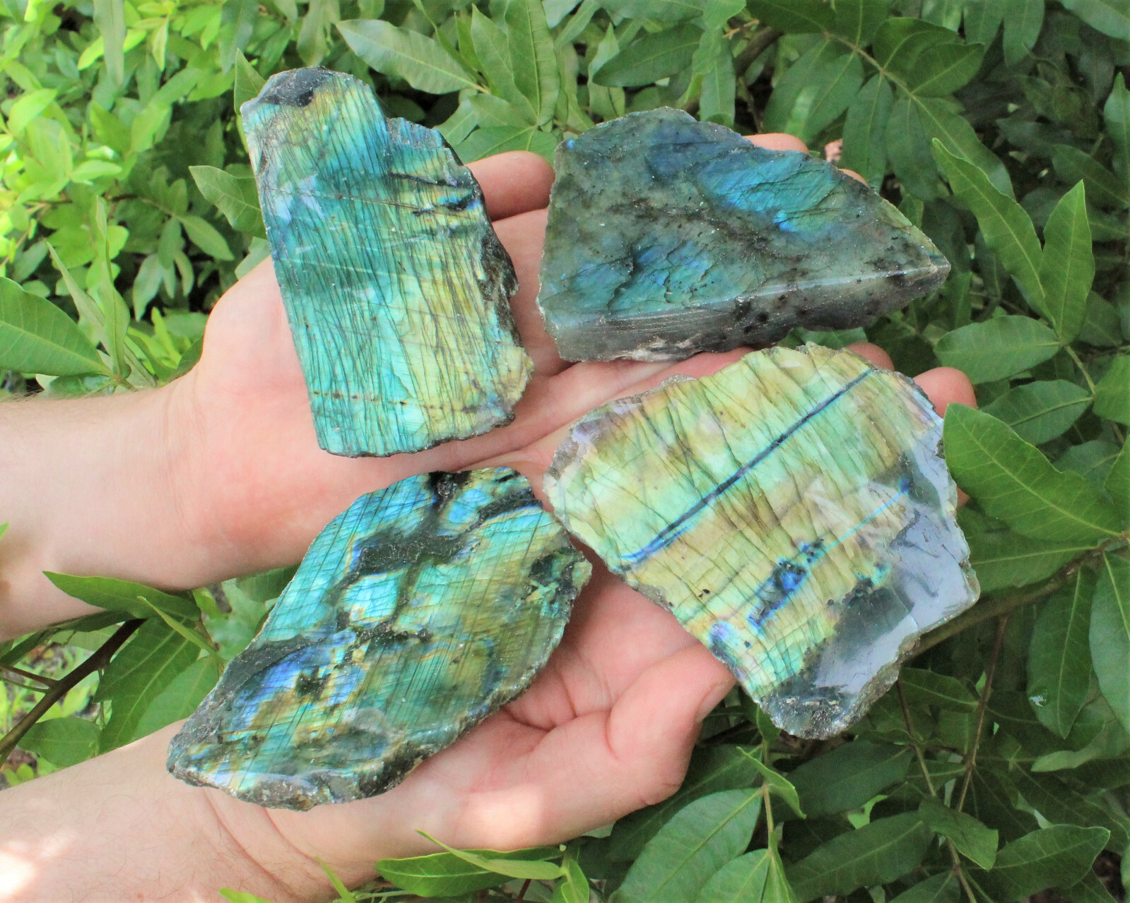 1/2 lb Lots Natural Labradorite Slabs, Polished Face 4 – 7 Peices Wholesale Bulk