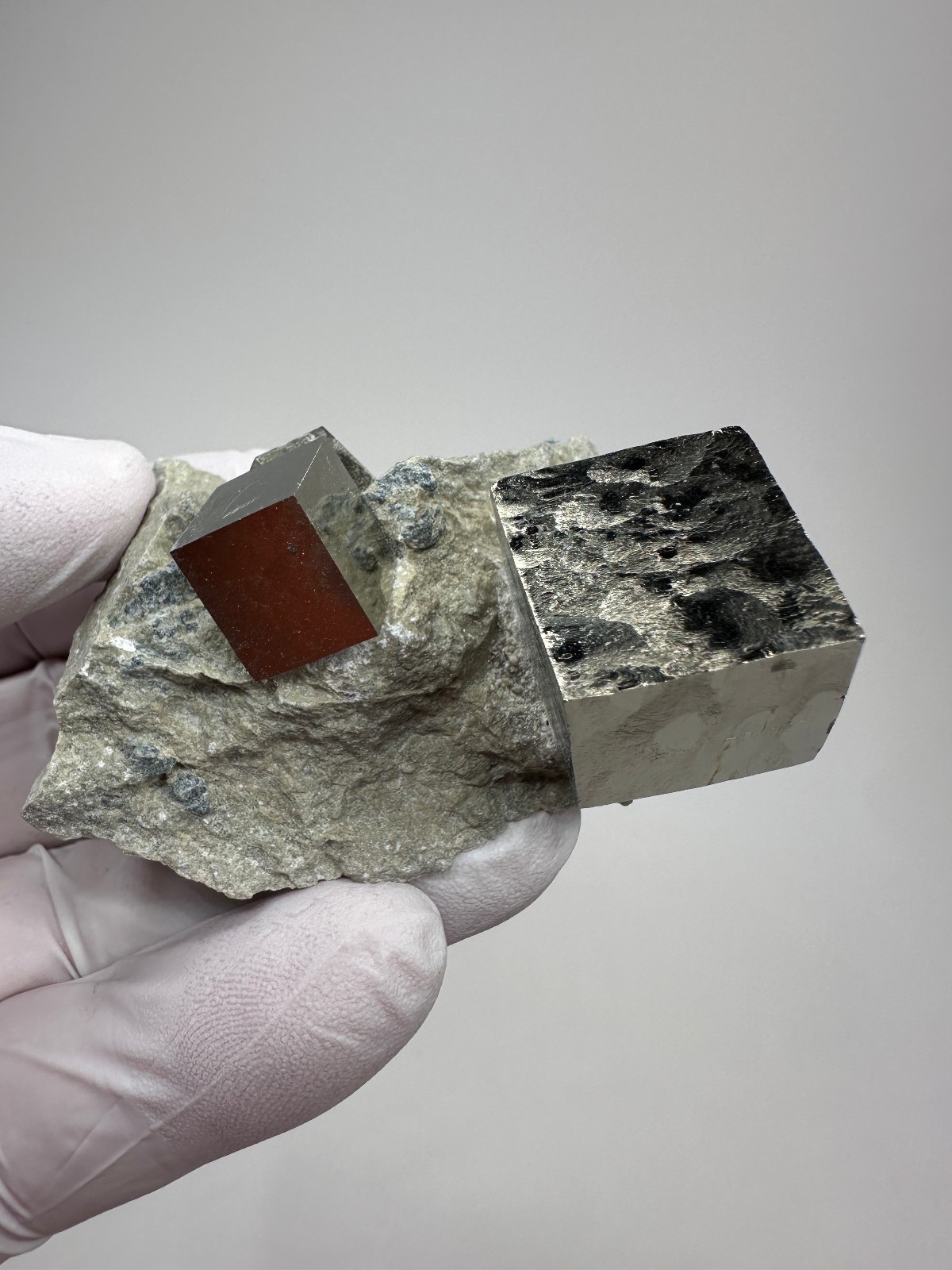 Rare Lustrous Pyrite Cubes on Matrix__Navajun Mine, Spain