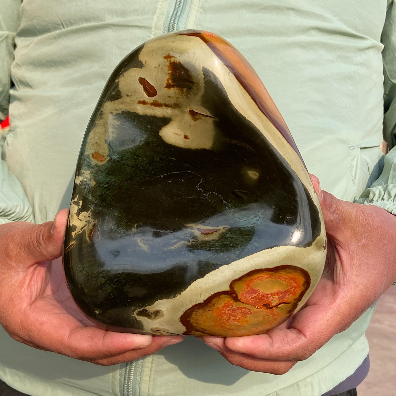 3.92LB Top Polychrome Ocean Landscape Jasper Stone Mineral Display Specimen