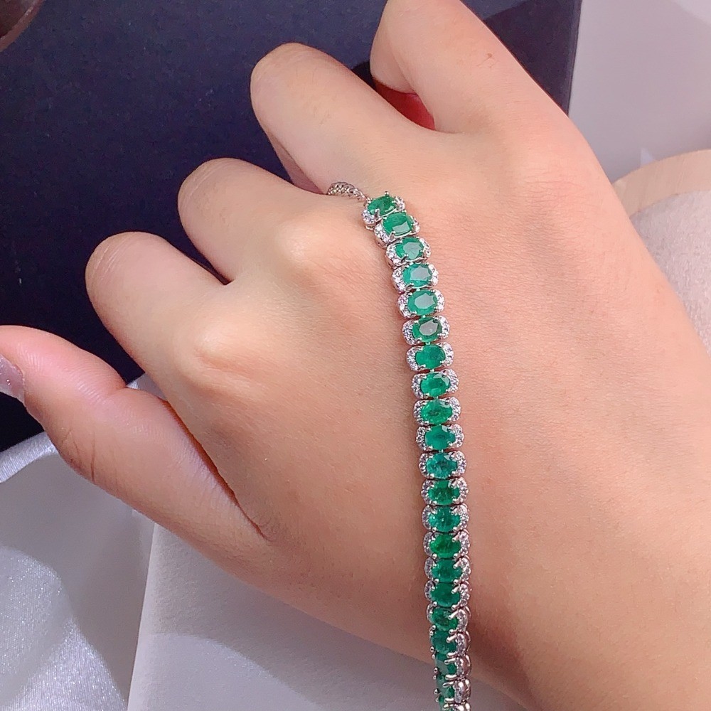 Natural Highquality emerald bracelet Gemstone Jewelry S925Silver Plated18K Gold