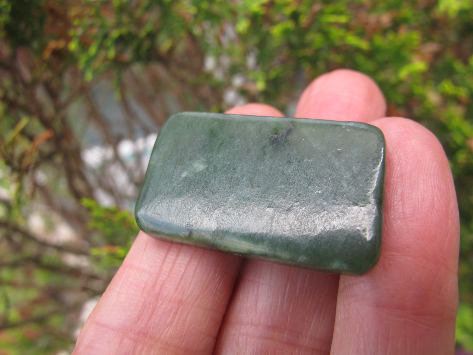 Nephrite Jade Authentic Crystal Polished Palm flat stone A luck heart chakra 8g